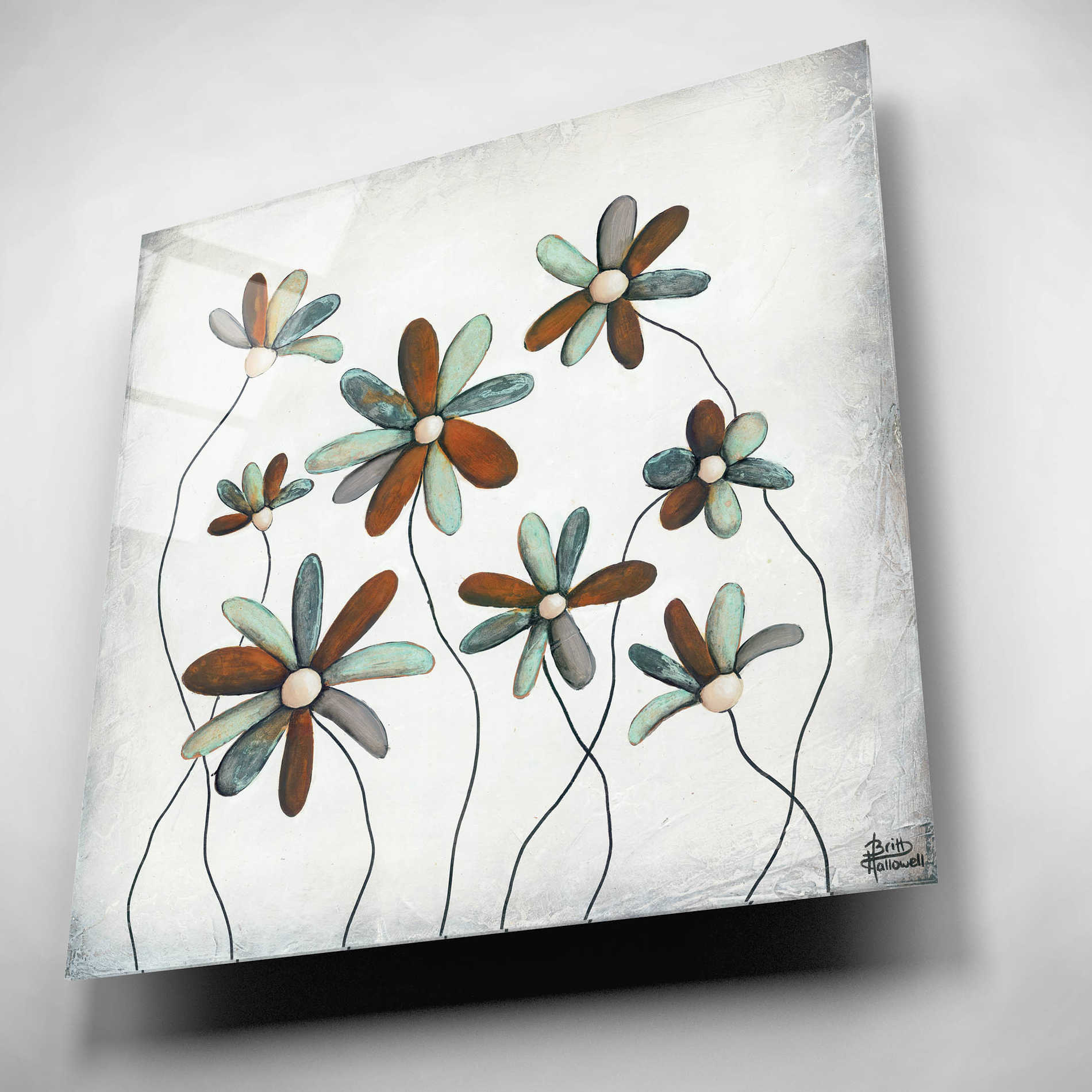 Epic Art 'Patina Petals I' by Britt Hallowell, Acrylic Glass Wall Art,12x12