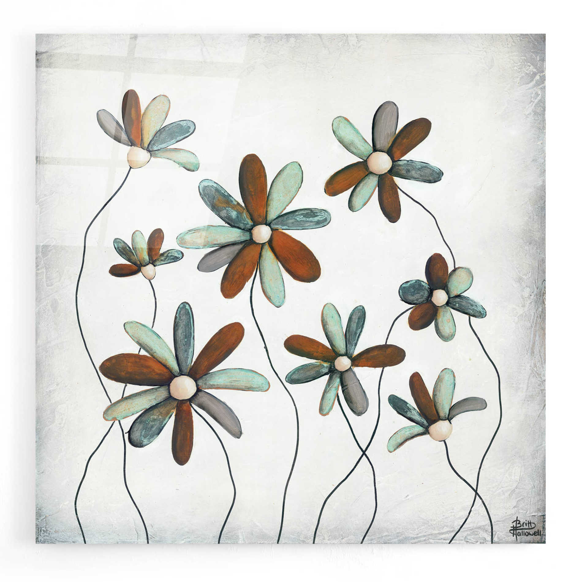 Epic Art 'Patina Petals I' by Britt Hallowell, Acrylic Glass Wall Art,12x12