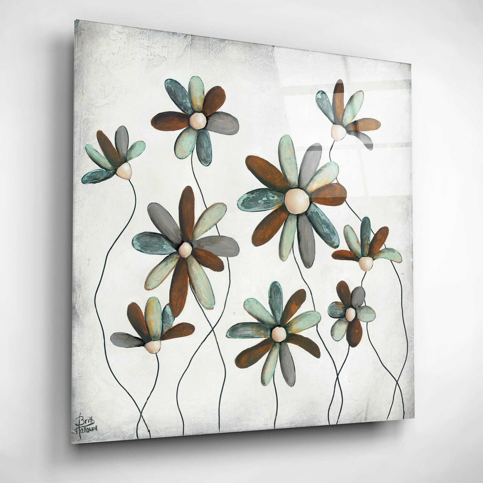 Epic Art 'Patina Petals II' by Britt Hallowell, Acrylic Glass Wall Art,12x12