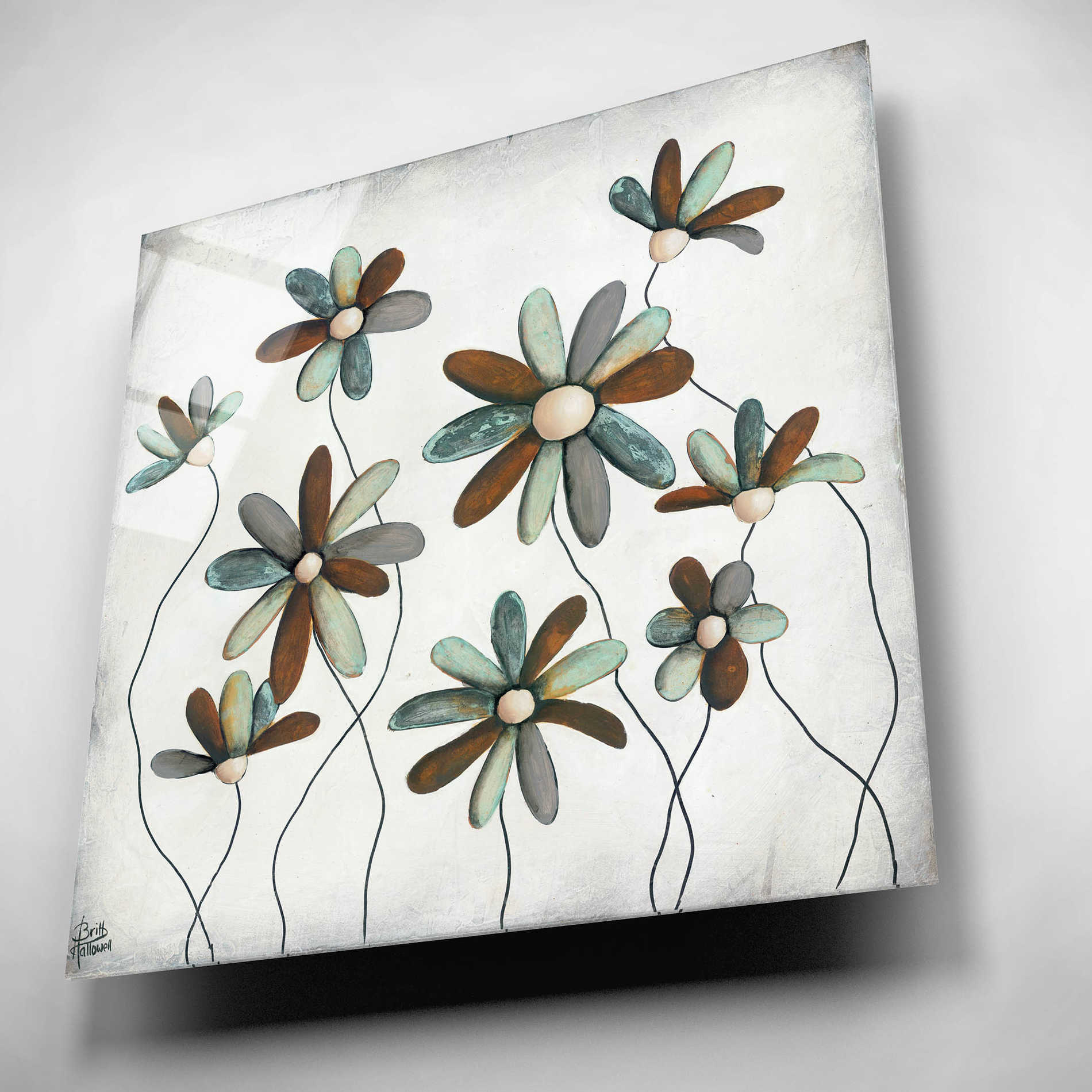 Epic Art 'Patina Petals II' by Britt Hallowell, Acrylic Glass Wall Art,12x12