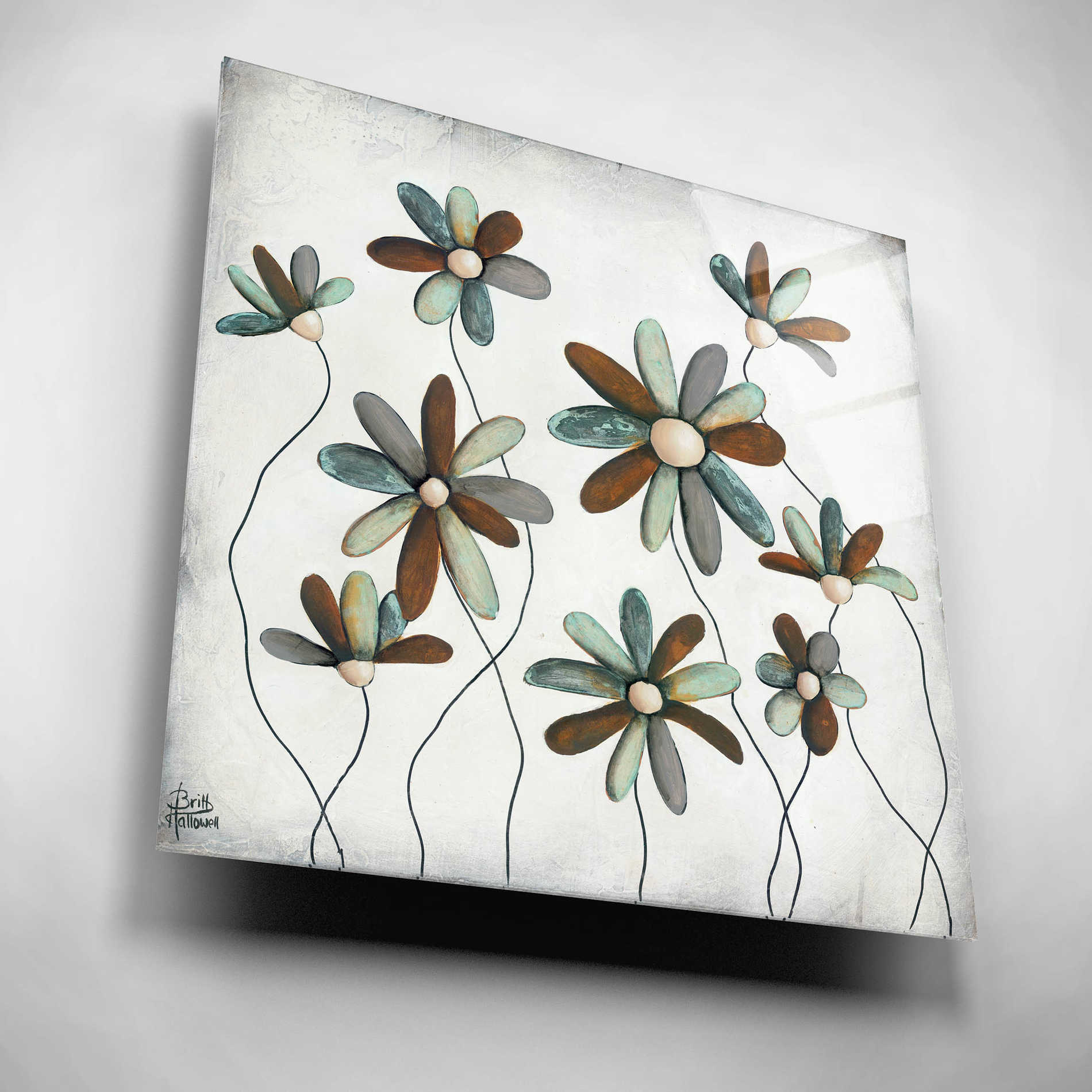 Epic Art 'Patina Petals II' by Britt Hallowell, Acrylic Glass Wall Art,12x12