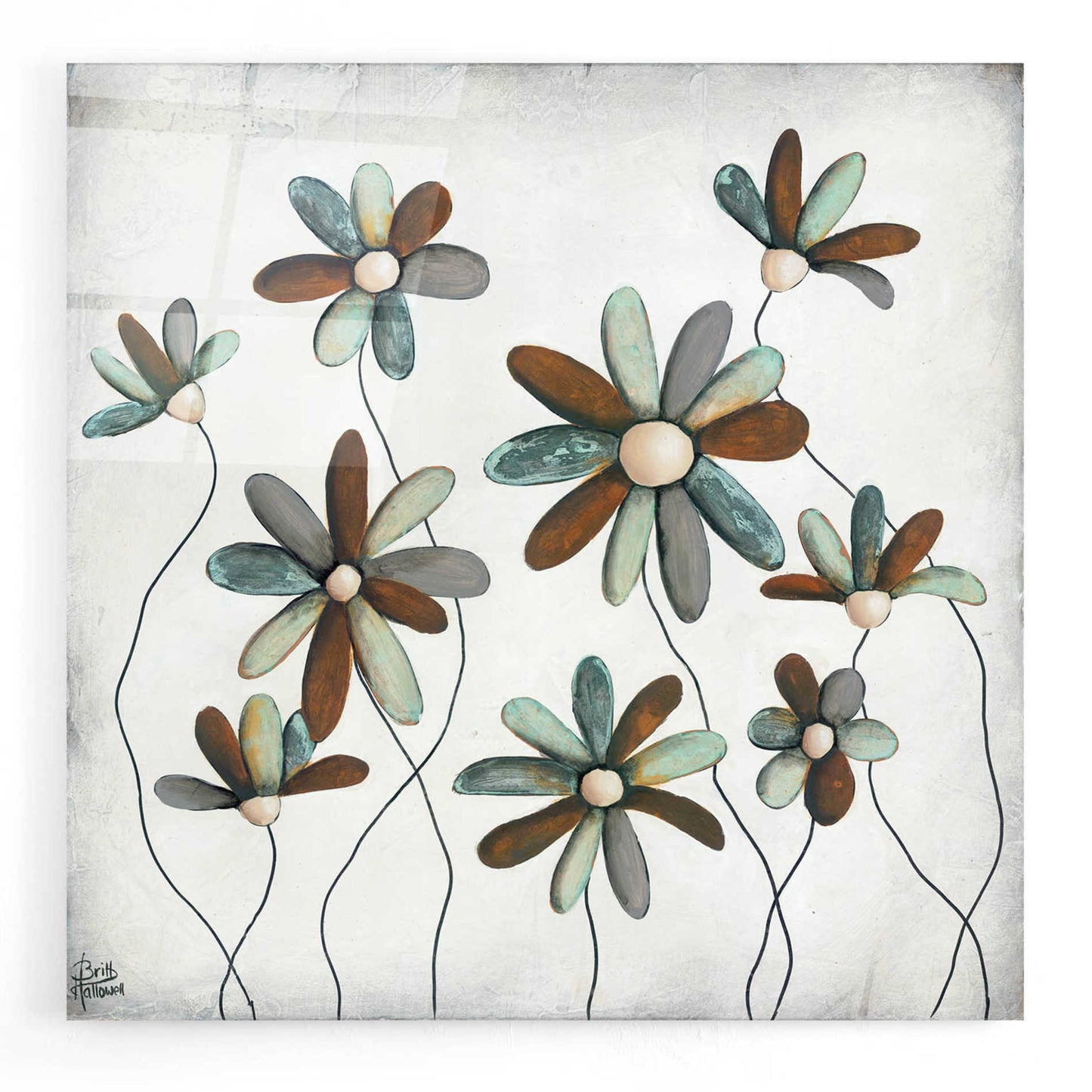 Epic Art 'Patina Petals II' by Britt Hallowell, Acrylic Glass Wall Art,12x12