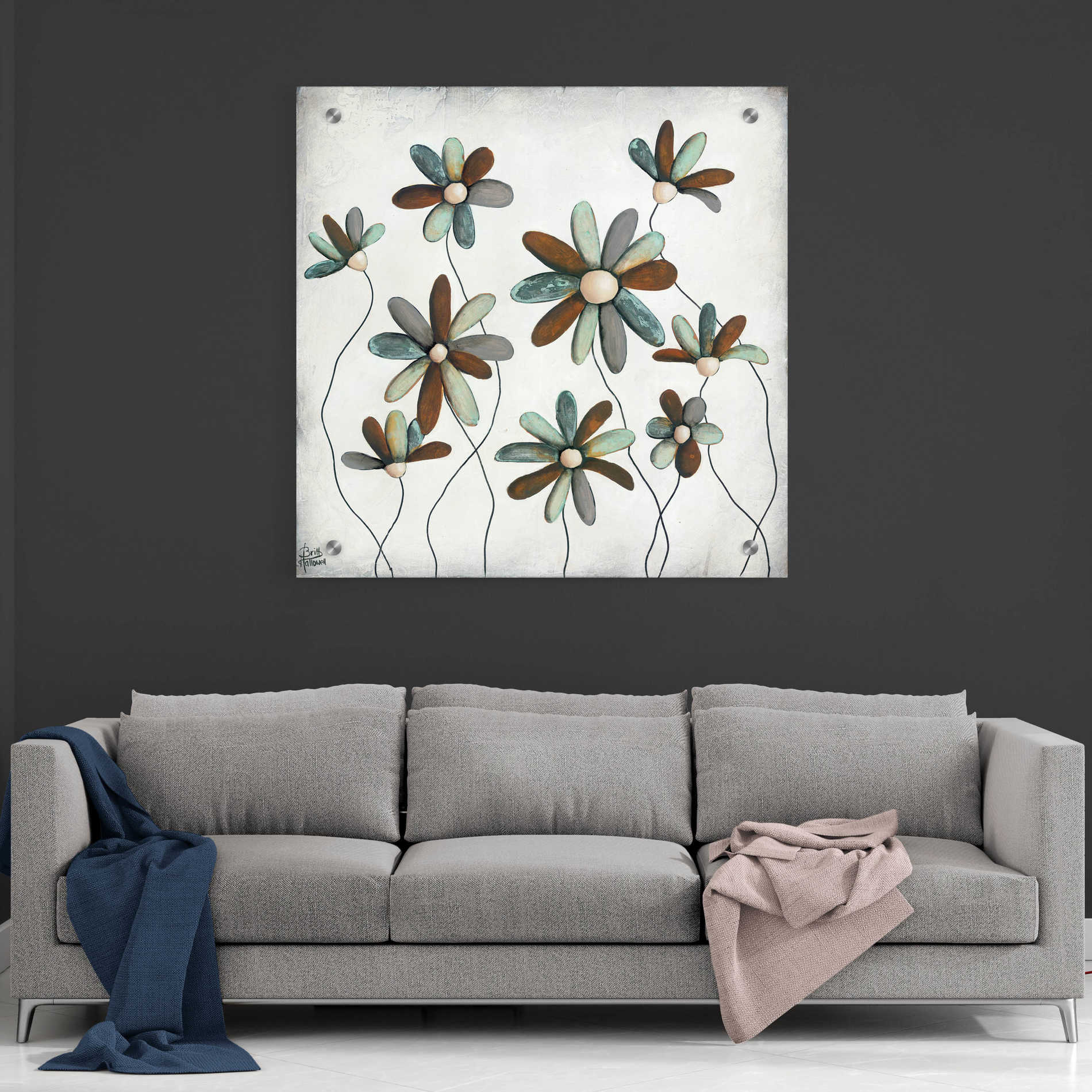 Epic Art 'Patina Petals II' by Britt Hallowell, Acrylic Glass Wall Art,36x36