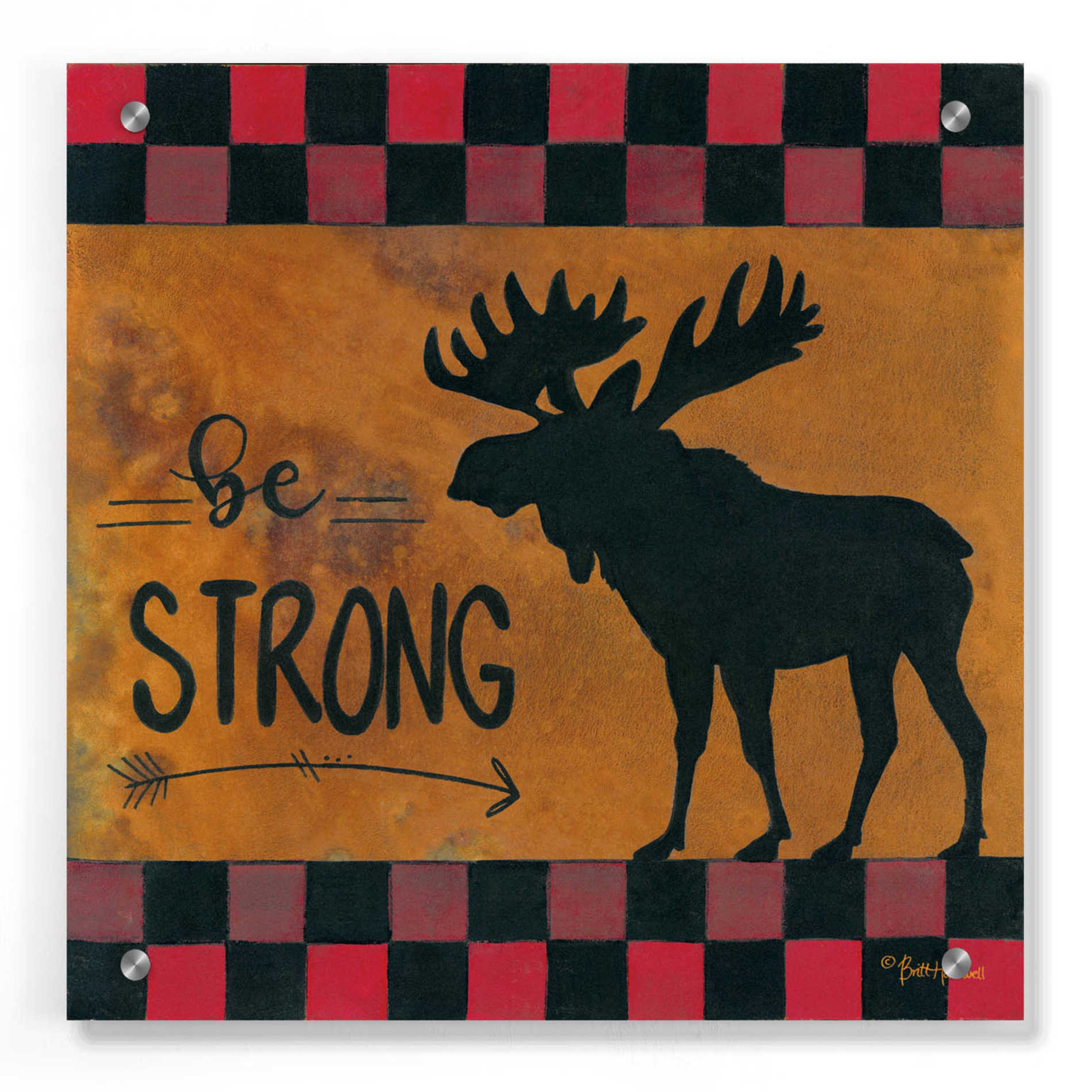 Epic Art 'Be Strong' by Britt Hallowell, Acrylic Glass Wall Art,36x36
