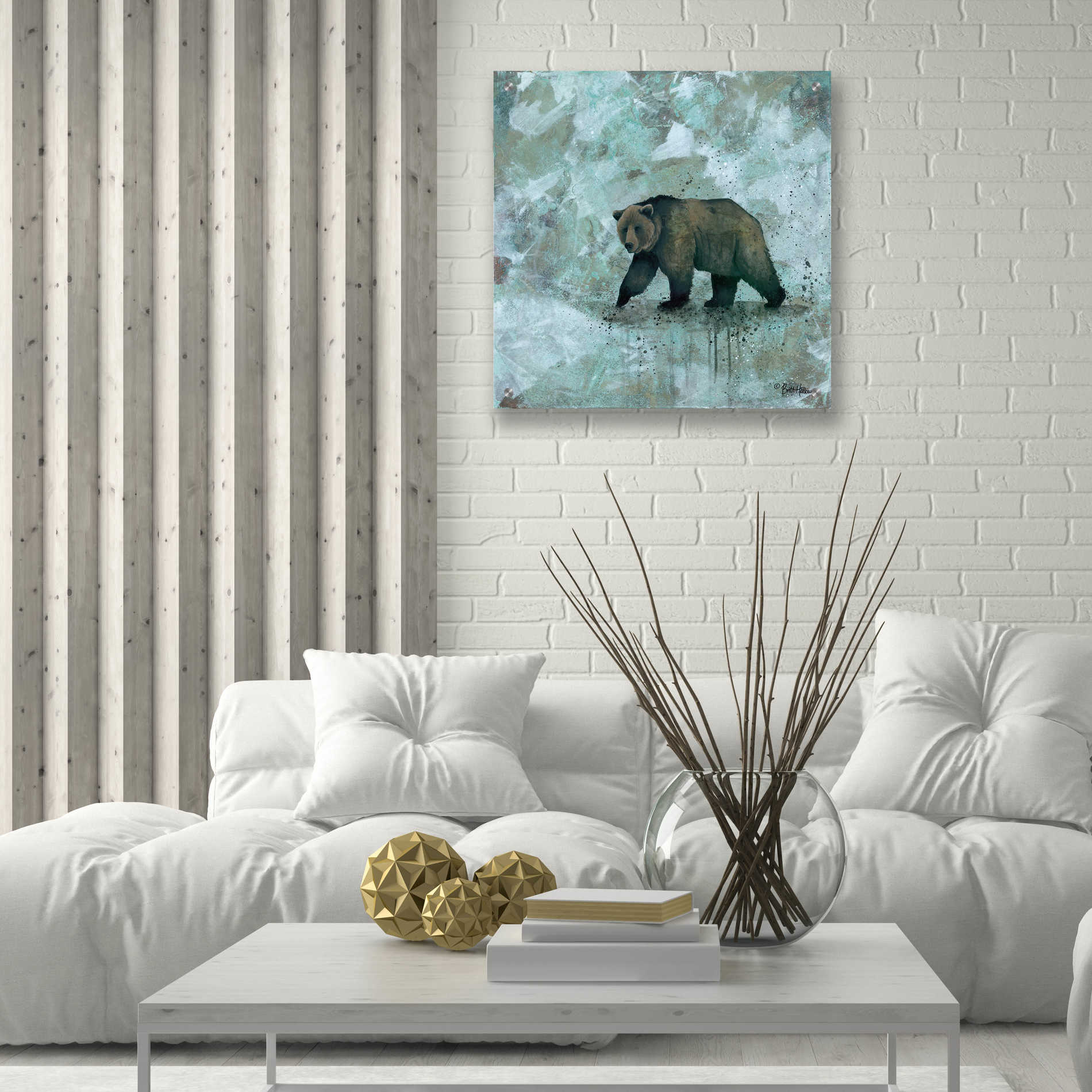 Epic Art 'Simplicity Bear' by Britt Hallowell, Acrylic Glass Wall Art,24x24