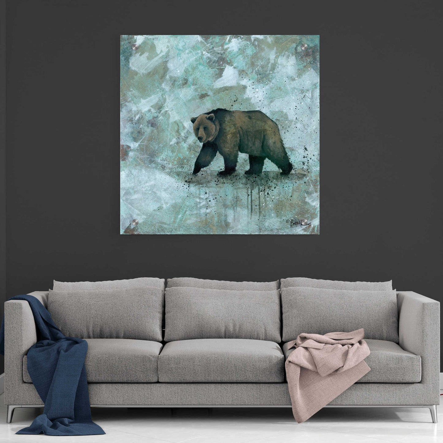 Epic Art 'Simplicity Bear' by Britt Hallowell, Acrylic Glass Wall Art,36x36