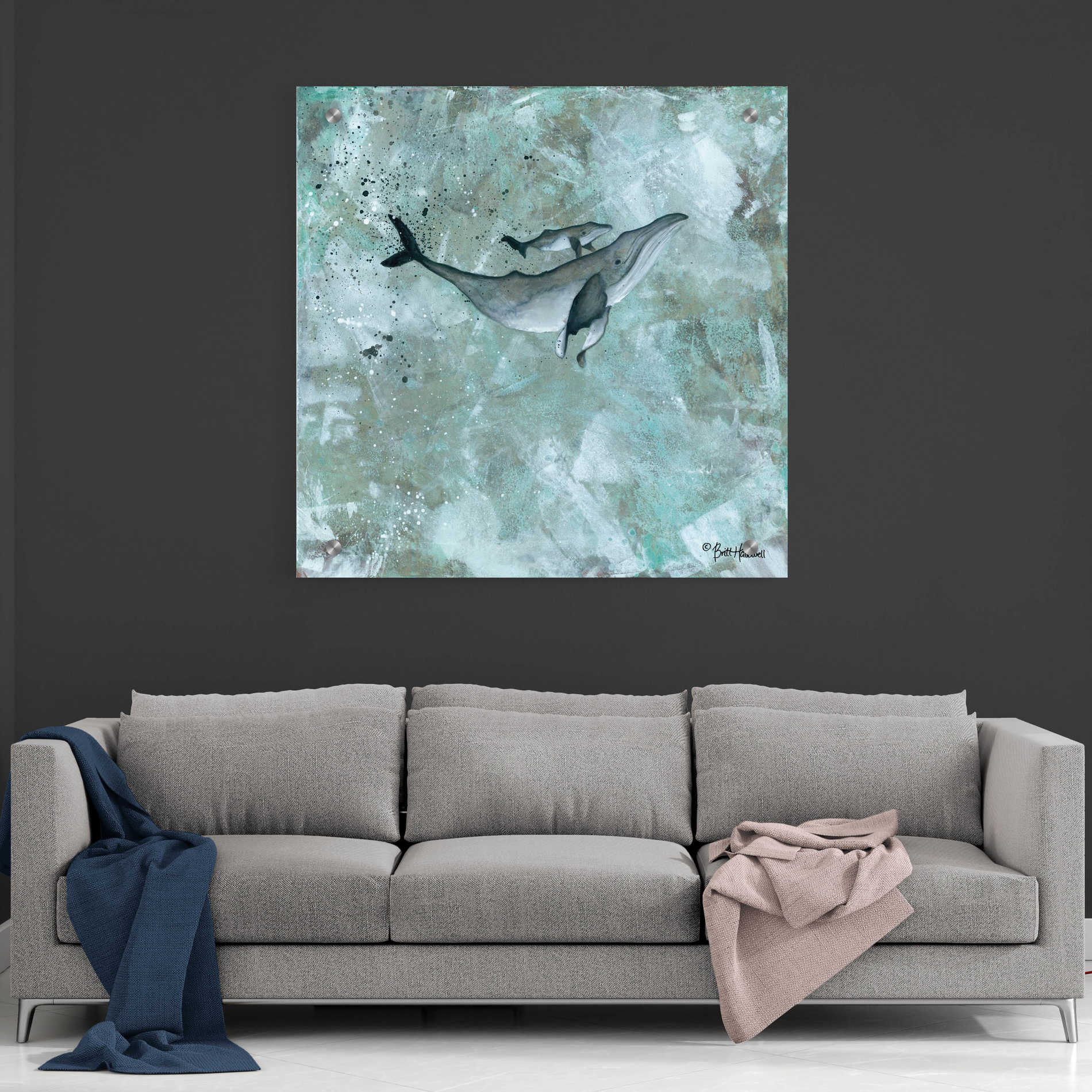 Epic Art 'Simplicity Humpback' by Britt Hallowell, Acrylic Glass Wall Art,36x36