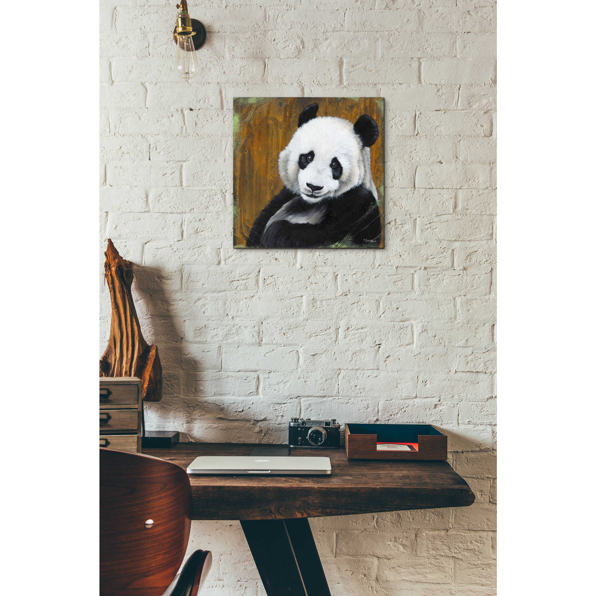 Epic Art 'Panda Smile' by Britt Hallowell, Acrylic Glass Wall Art,12x12