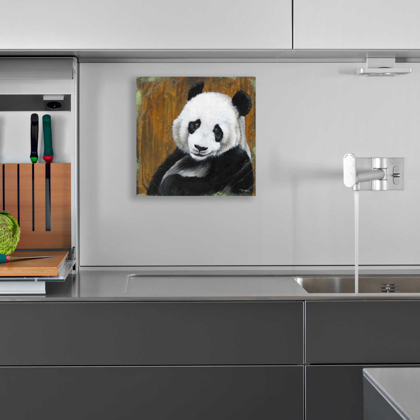 Epic Art 'Panda Smile' by Britt Hallowell, Acrylic Glass Wall Art,12x12