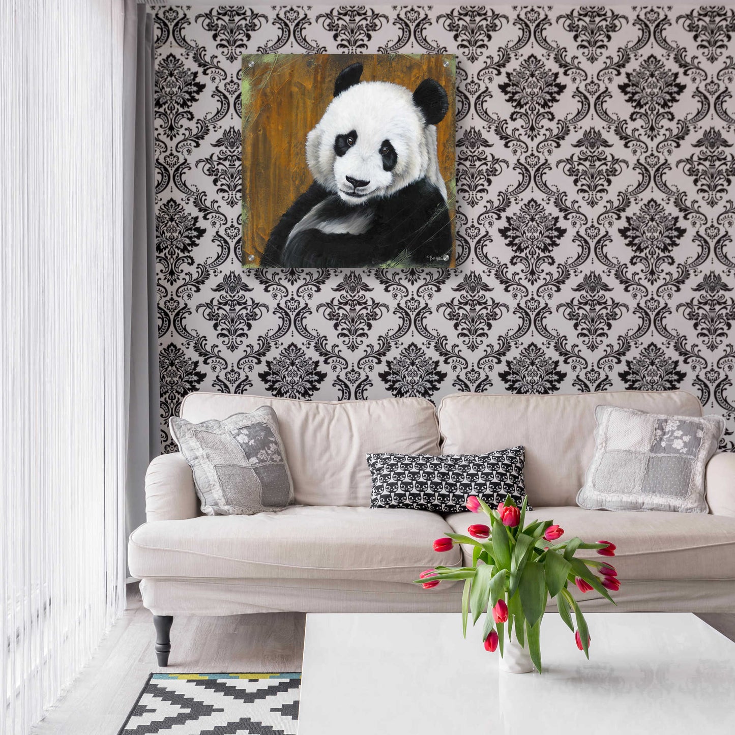 Epic Art 'Panda Smile' by Britt Hallowell, Acrylic Glass Wall Art,24x24