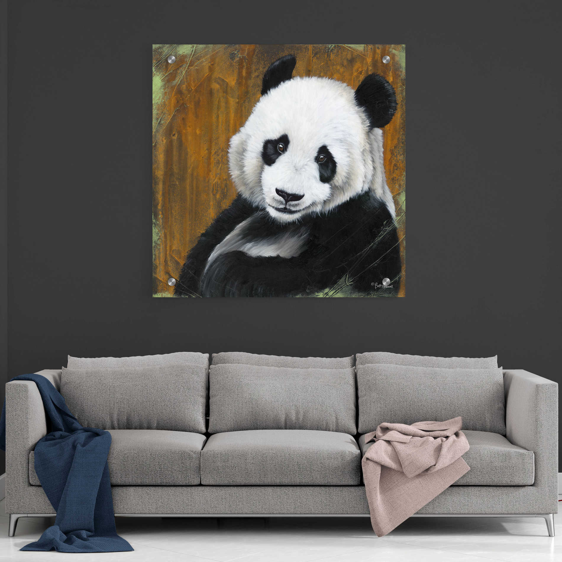 Epic Art 'Panda Smile' by Britt Hallowell, Acrylic Glass Wall Art,36x36