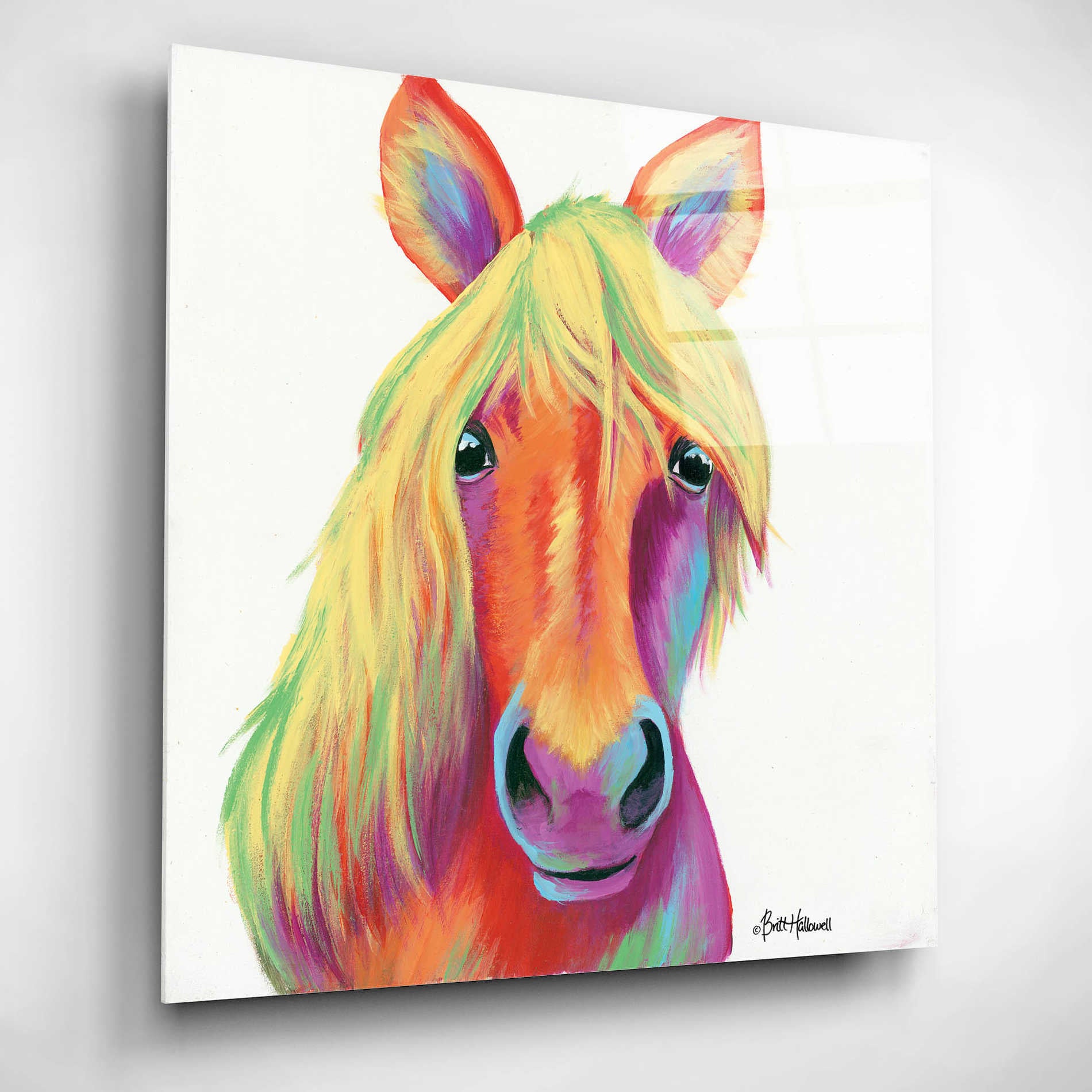 Epic Art 'Cheery Horse' by Britt Hallowell, Acrylic Glass Wall Art,12x12