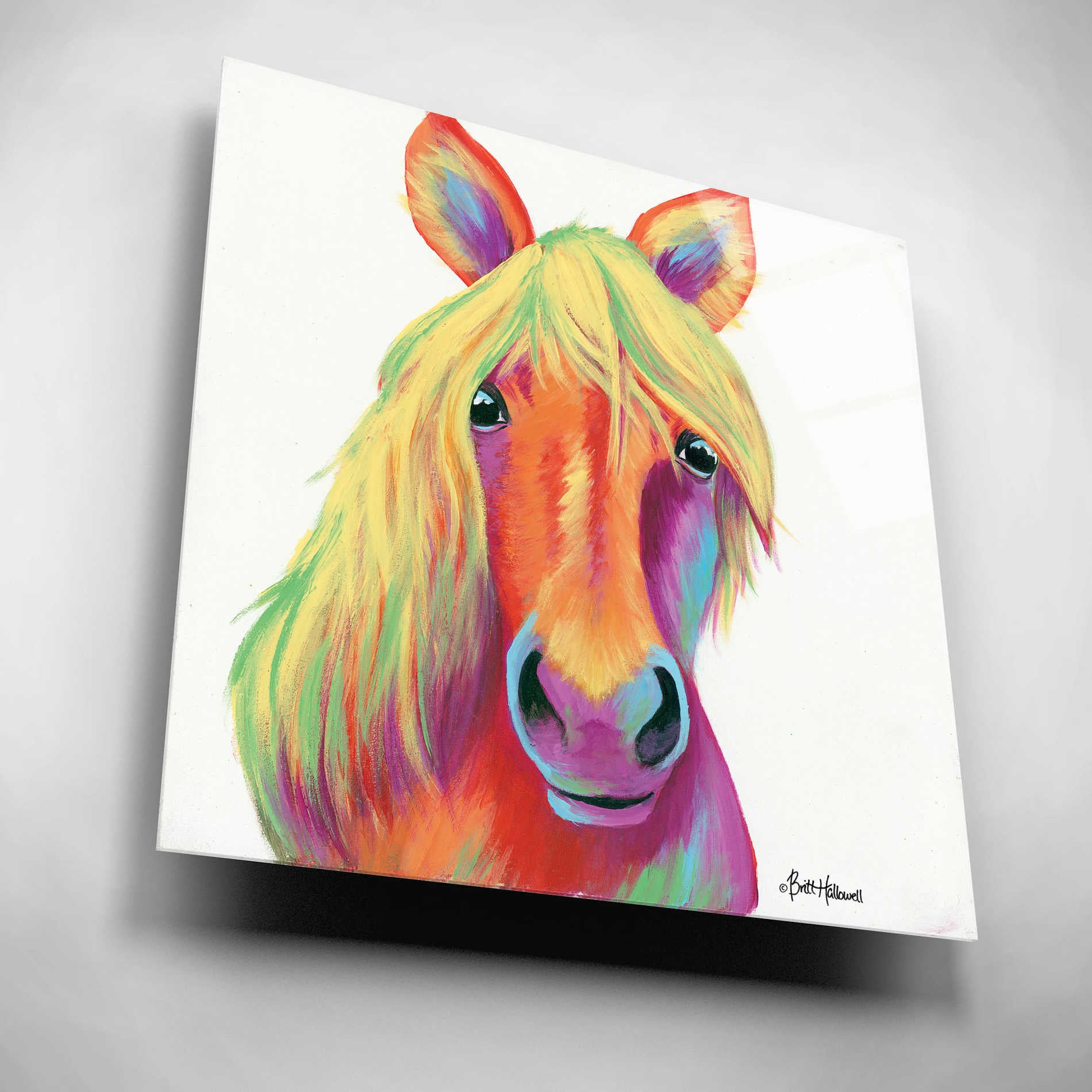 Epic Art 'Cheery Horse' by Britt Hallowell, Acrylic Glass Wall Art,12x12