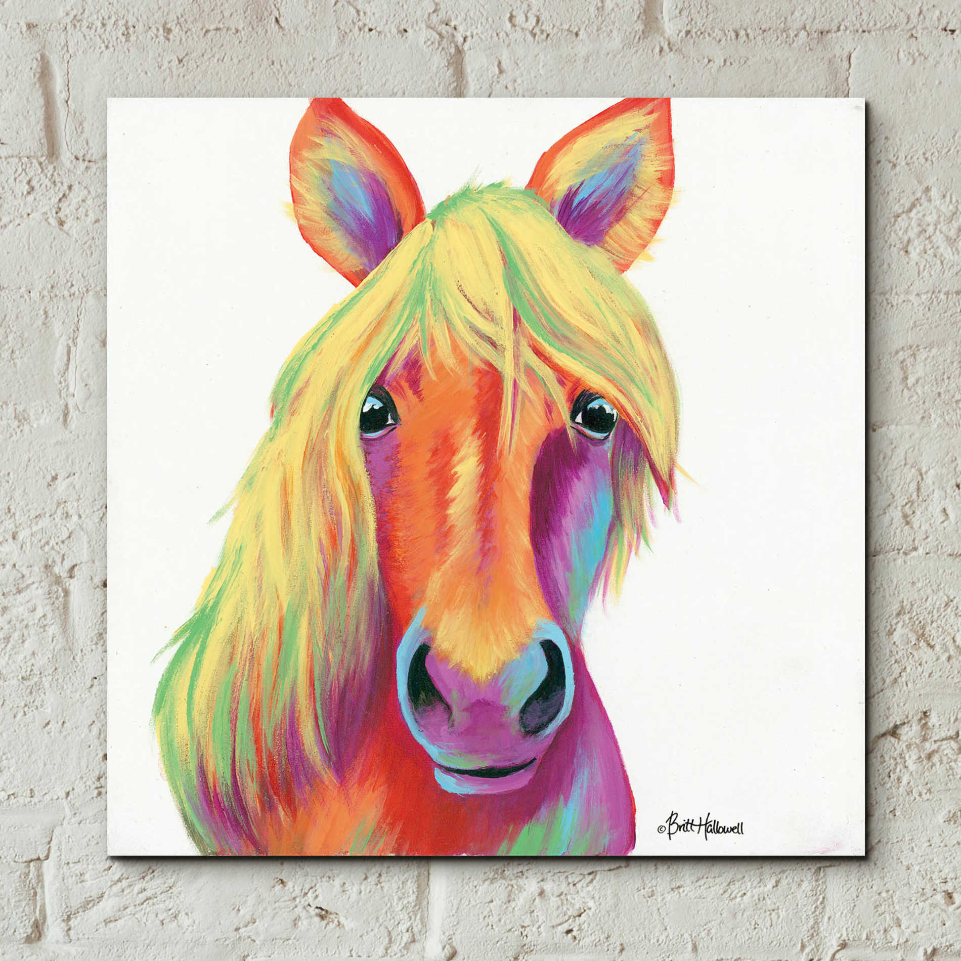 Epic Art 'Cheery Horse' by Britt Hallowell, Acrylic Glass Wall Art,12x12