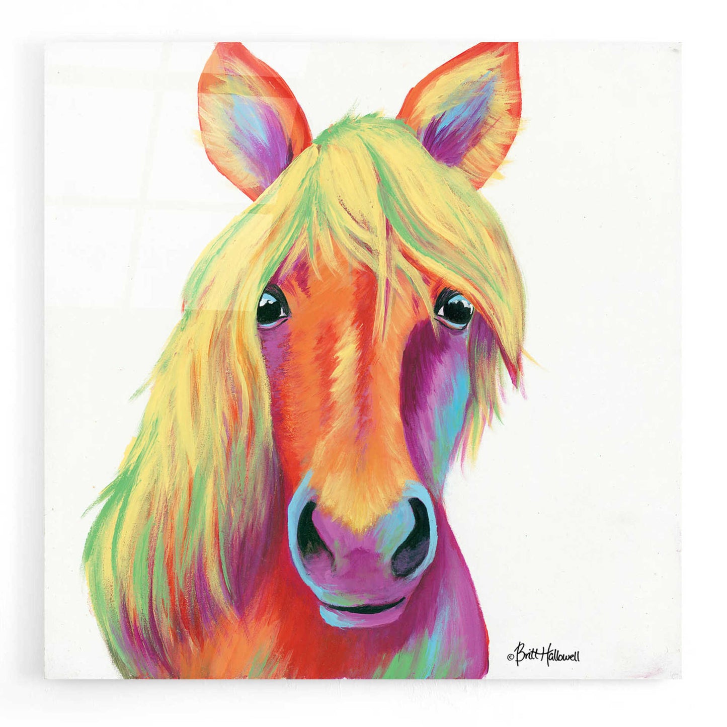 Epic Art 'Cheery Horse' by Britt Hallowell, Acrylic Glass Wall Art,12x12