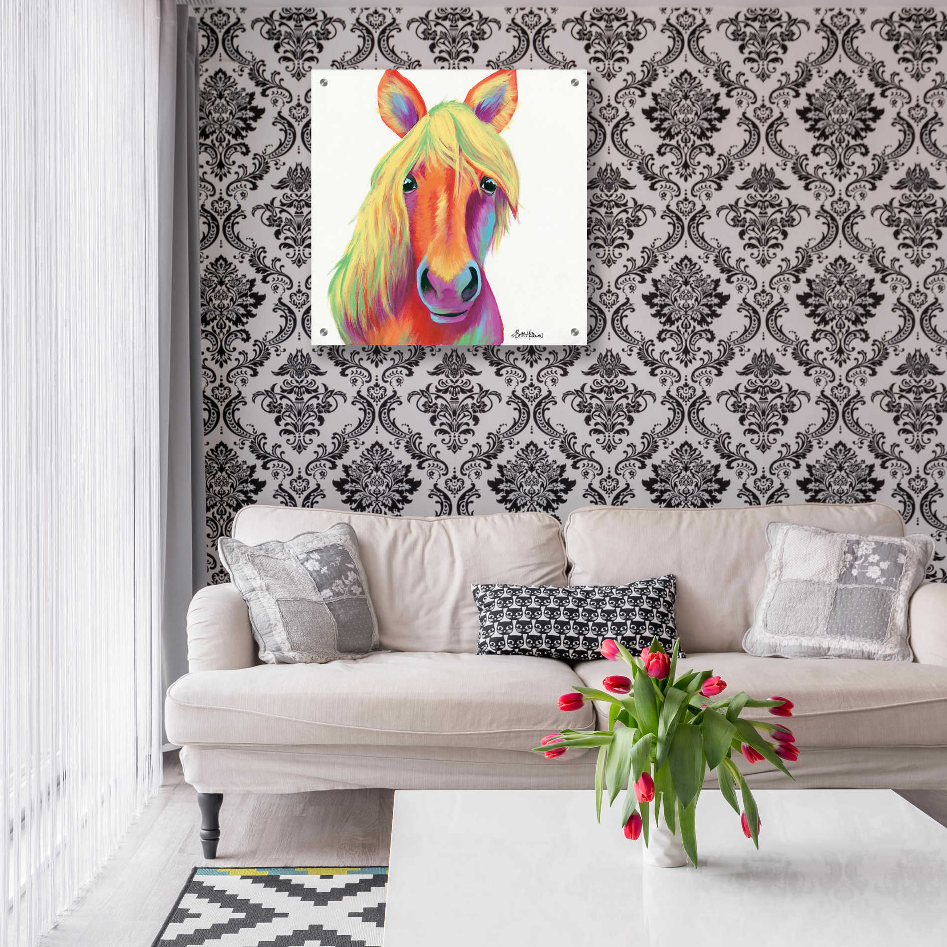 Epic Art 'Cheery Horse' by Britt Hallowell, Acrylic Glass Wall Art,24x24