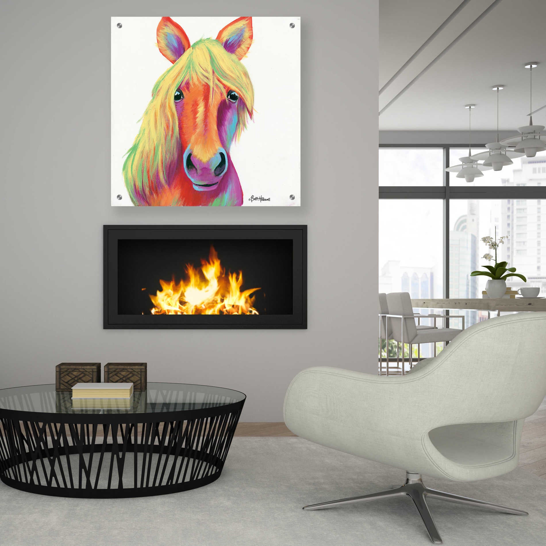 Epic Art 'Cheery Horse' by Britt Hallowell, Acrylic Glass Wall Art,36x36