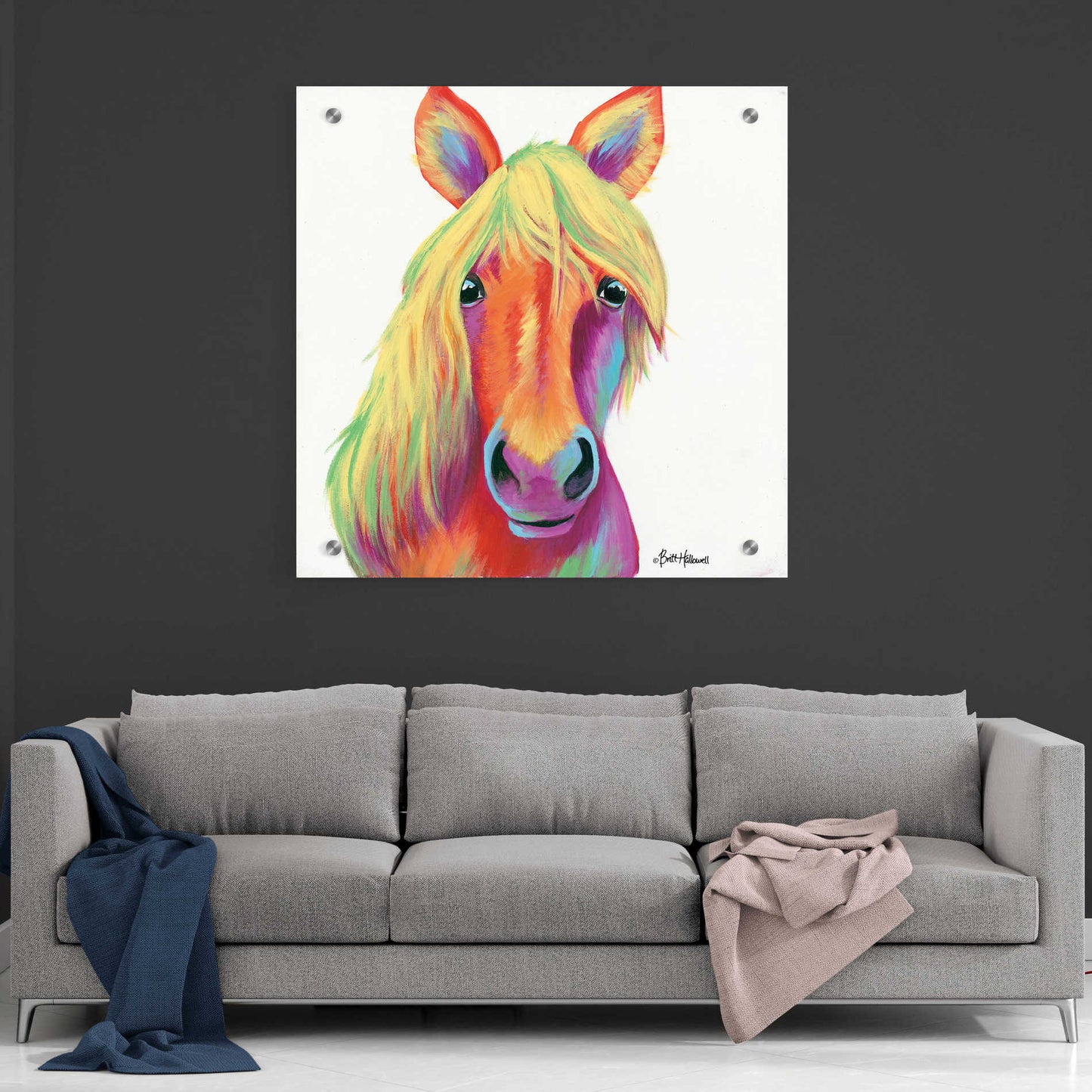 Epic Art 'Cheery Horse' by Britt Hallowell, Acrylic Glass Wall Art,36x36