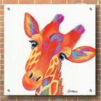 Epic Art 'Cheery Giraffe' by Britt Hallowell, Acrylic Glass Wall Art,36x36