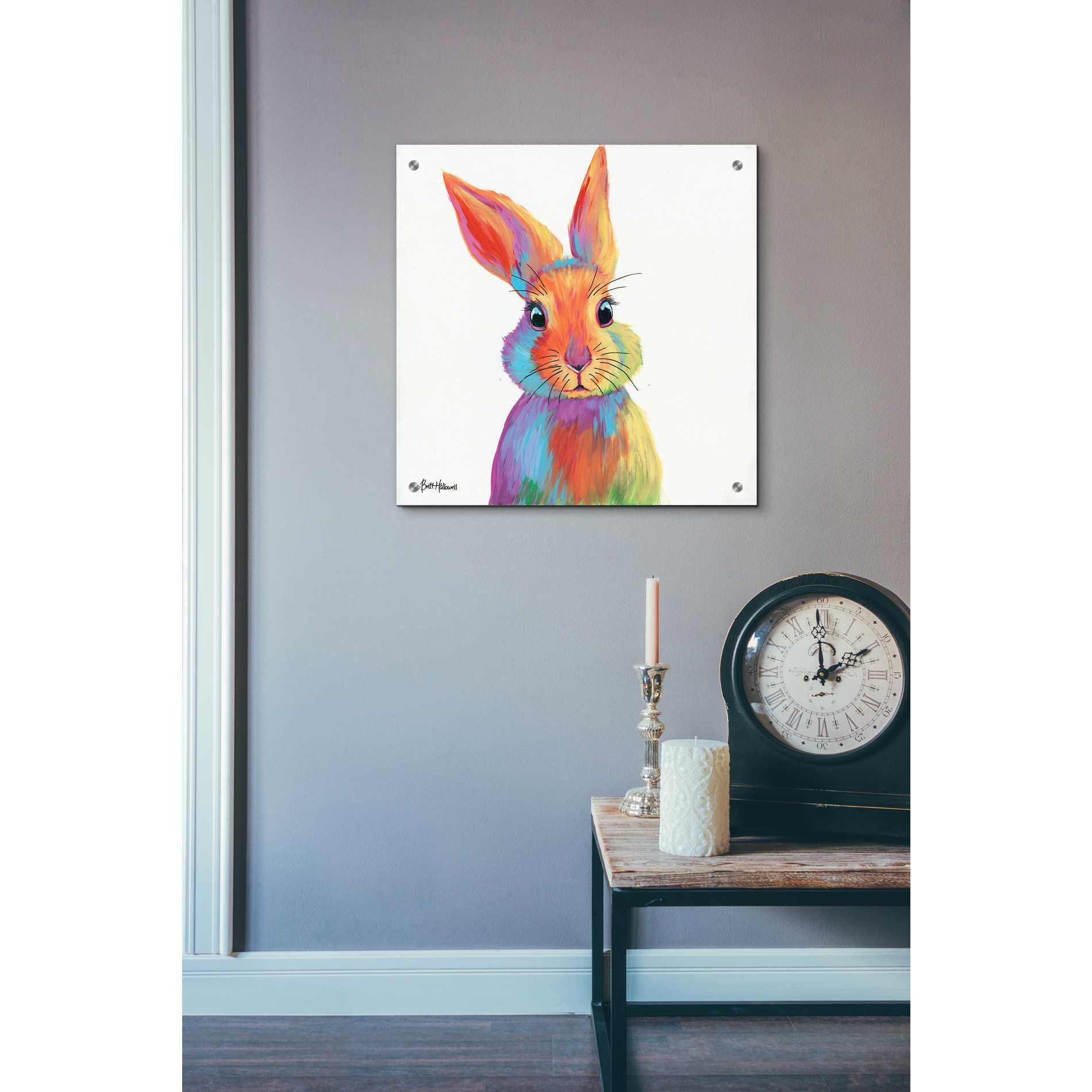 Epic Art 'Cheery Bunny' by Britt Hallowell, Acrylic Glass Wall Art,24x24