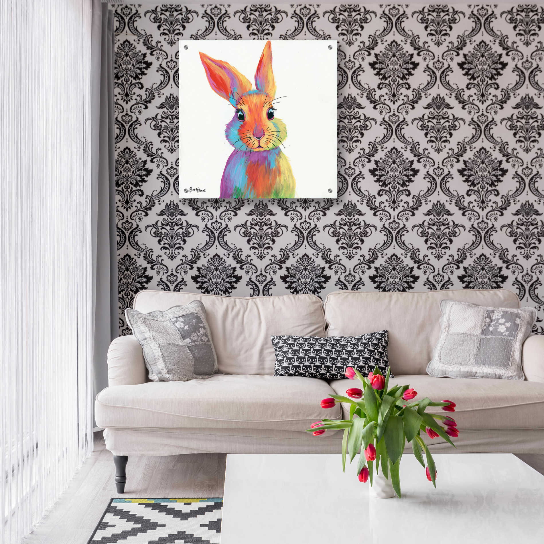 Epic Art 'Cheery Bunny' by Britt Hallowell, Acrylic Glass Wall Art,24x24