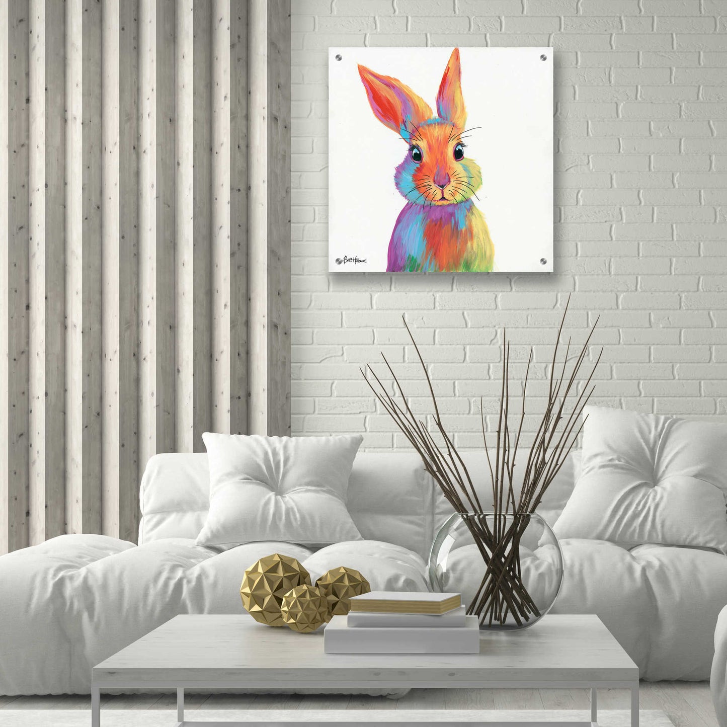 Epic Art 'Cheery Bunny' by Britt Hallowell, Acrylic Glass Wall Art,24x24