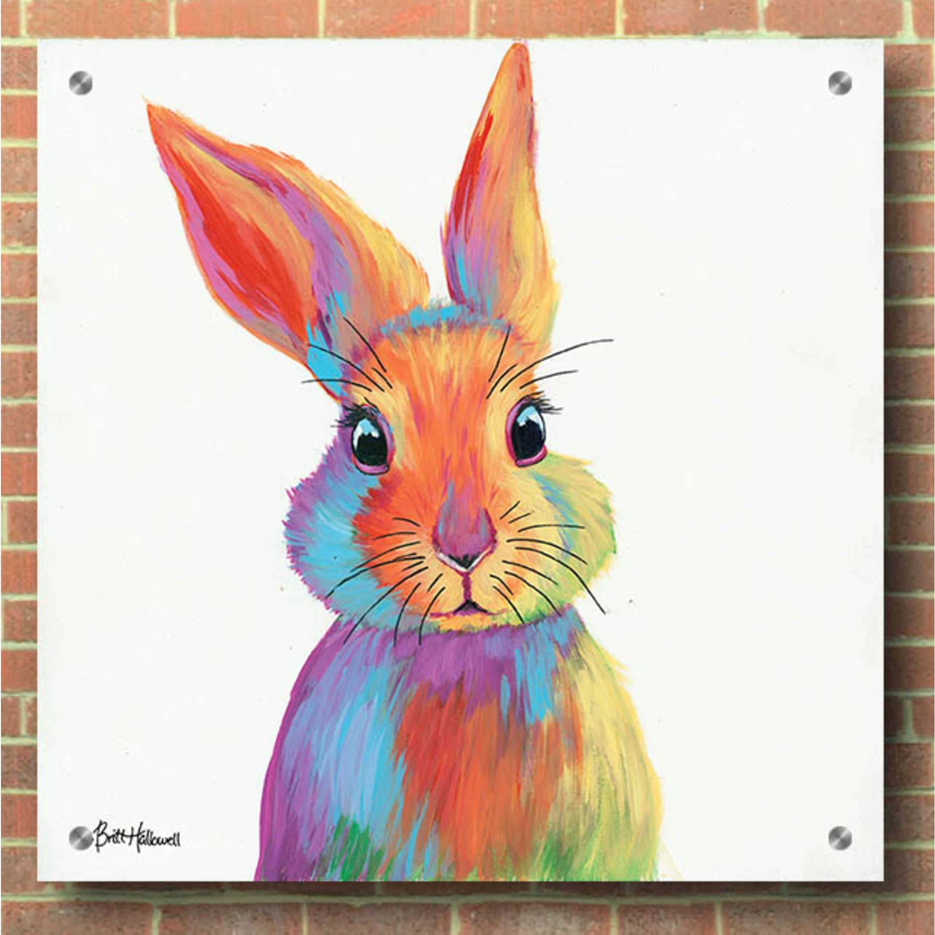 Epic Art 'Cheery Bunny' by Britt Hallowell, Acrylic Glass Wall Art,36x36