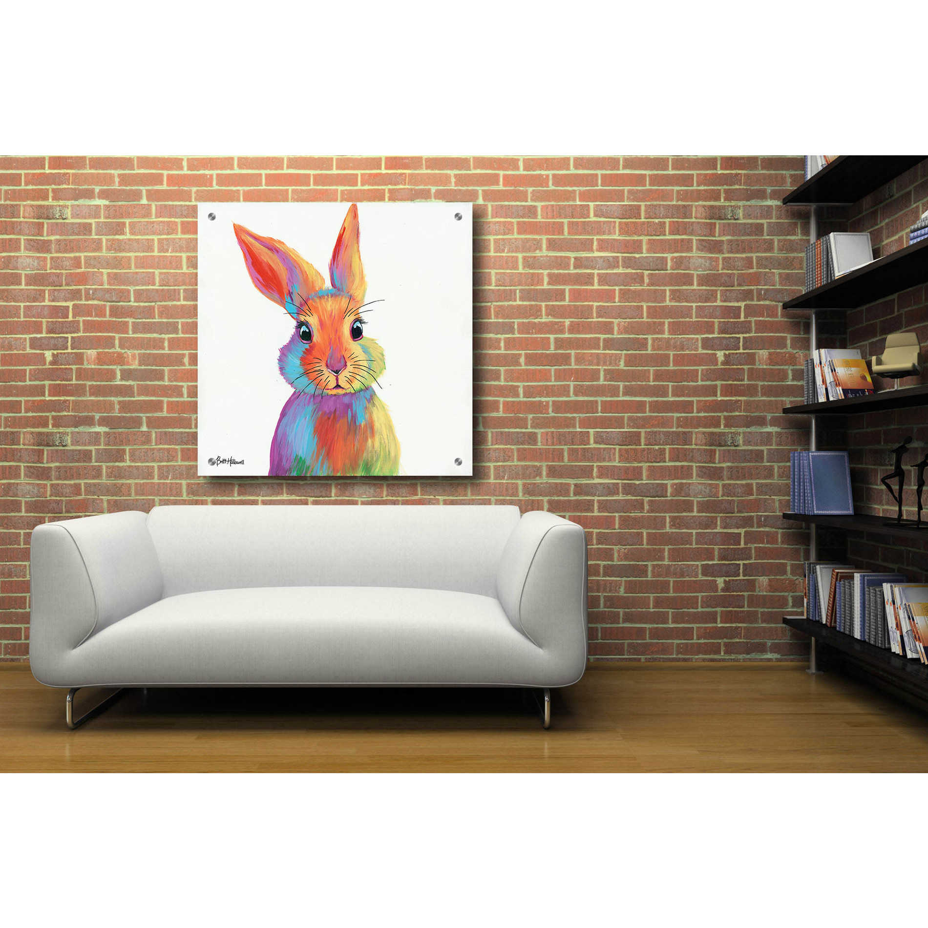 Epic Art 'Cheery Bunny' by Britt Hallowell, Acrylic Glass Wall Art,36x36