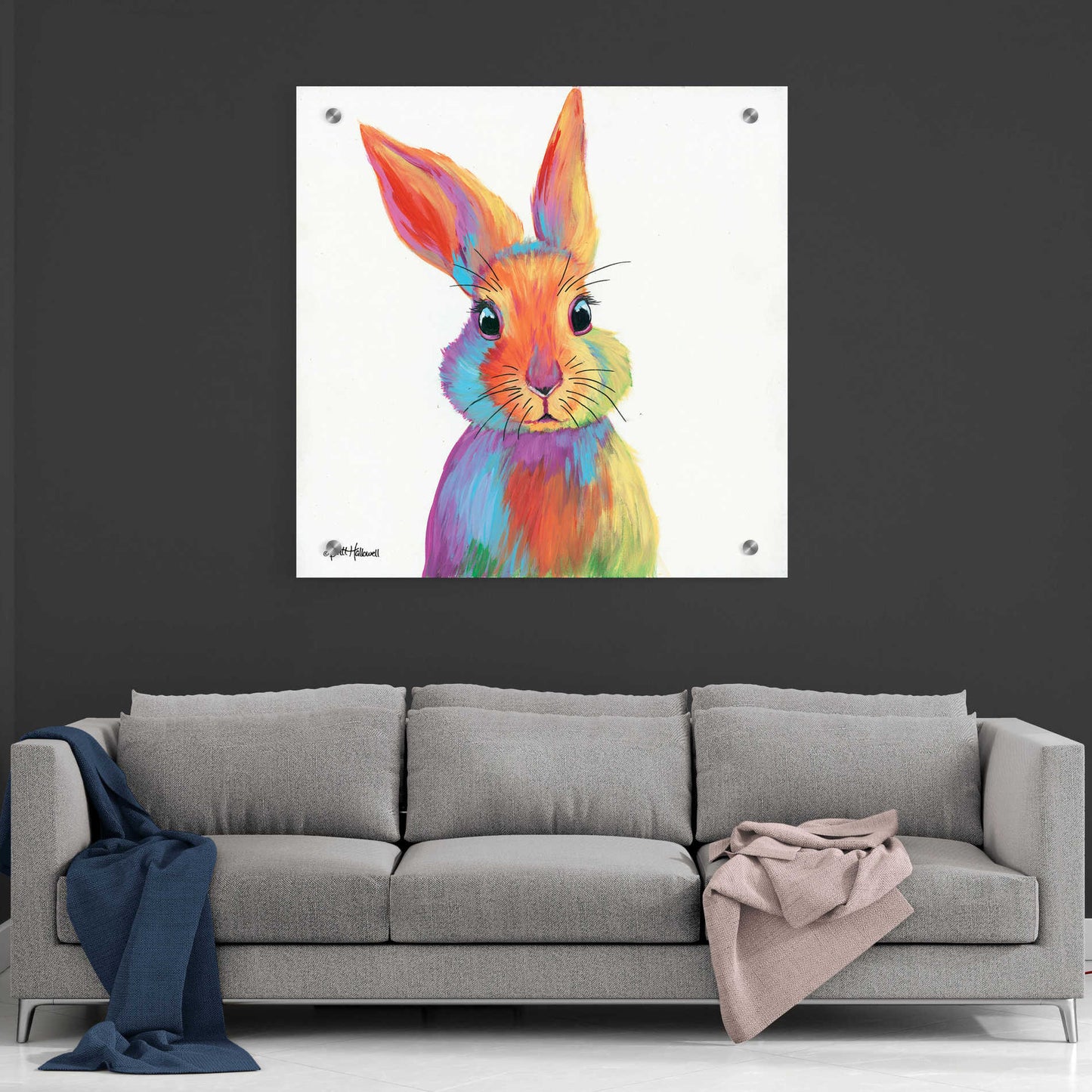 Epic Art 'Cheery Bunny' by Britt Hallowell, Acrylic Glass Wall Art,36x36