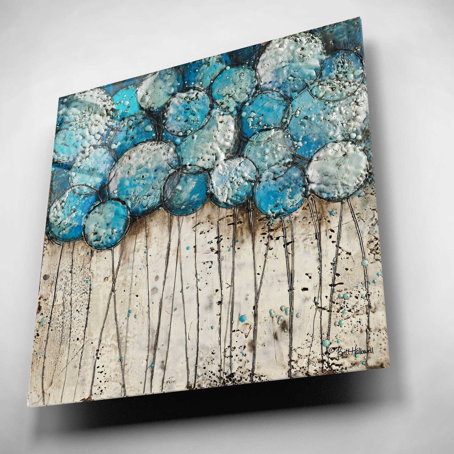 Epic Art 'Bubble Trees in Blue' by Britt Hallowell, Acrylic Glass Wall Art,12x12