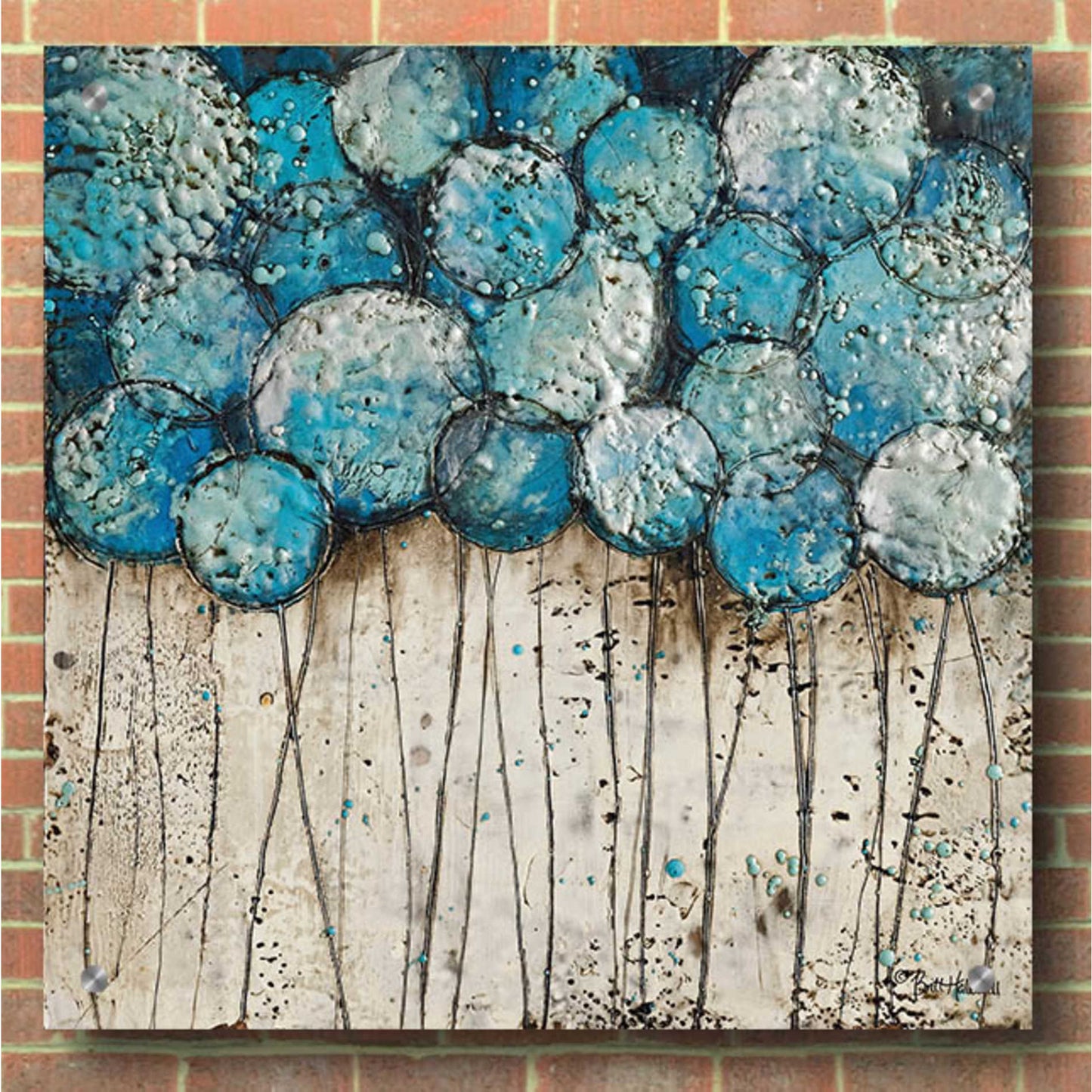 Epic Art 'Bubble Trees in Blue' by Britt Hallowell, Acrylic Glass Wall Art,36x36