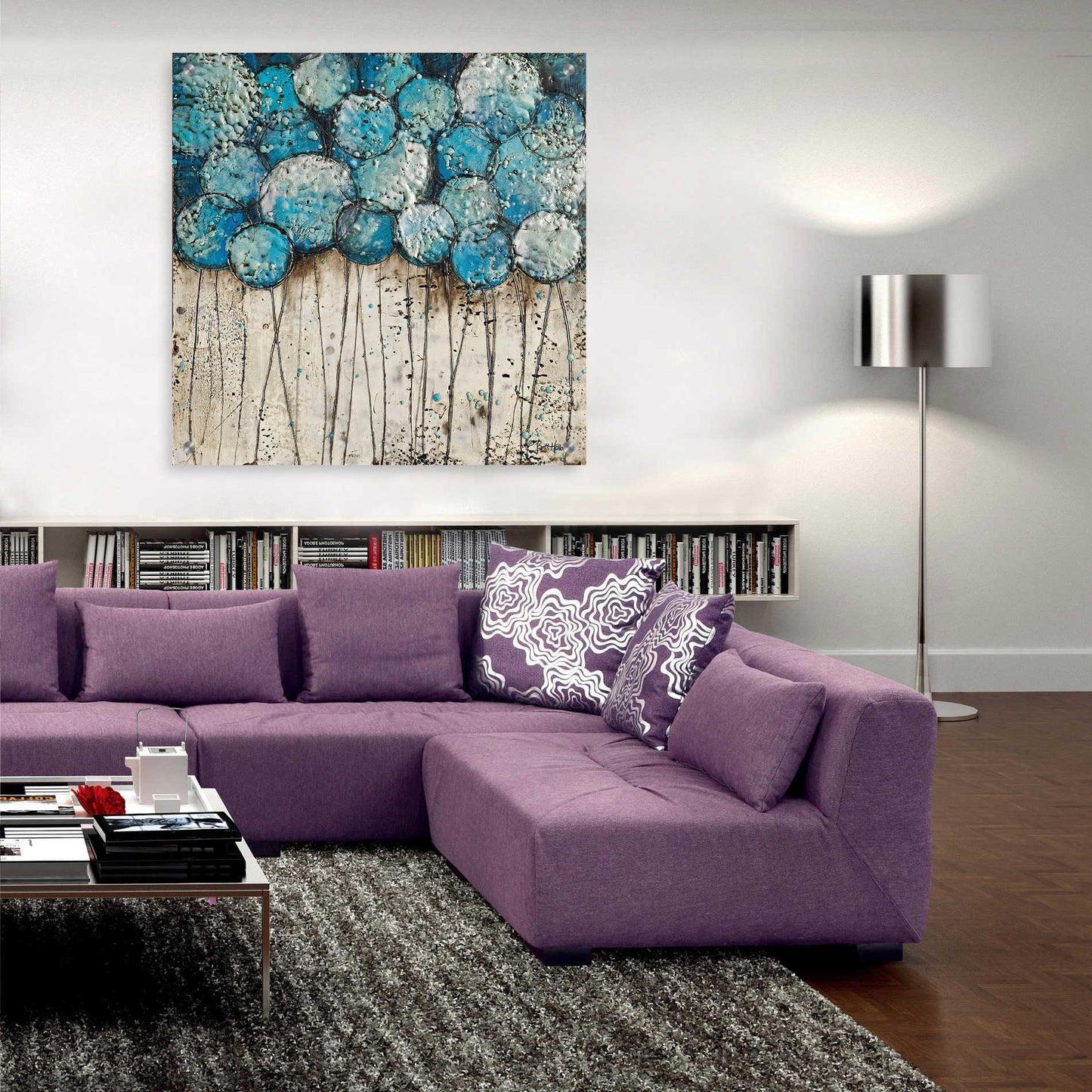 Epic Art 'Bubble Trees in Blue' by Britt Hallowell, Acrylic Glass Wall Art,36x36