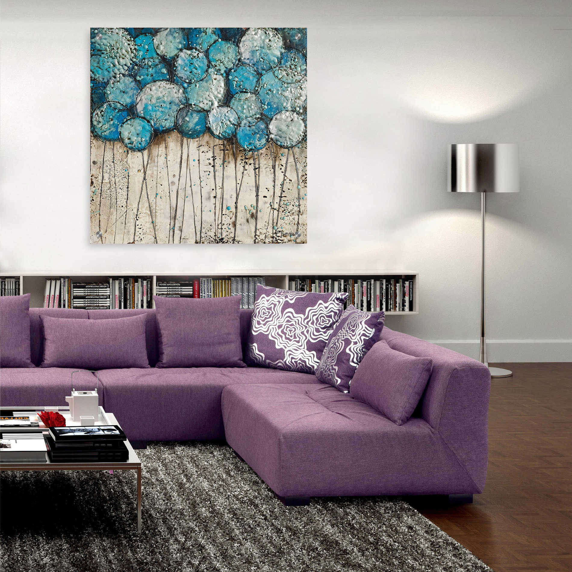 Epic Art 'Bubble Trees in Blue' by Britt Hallowell, Acrylic Glass Wall Art,36x36