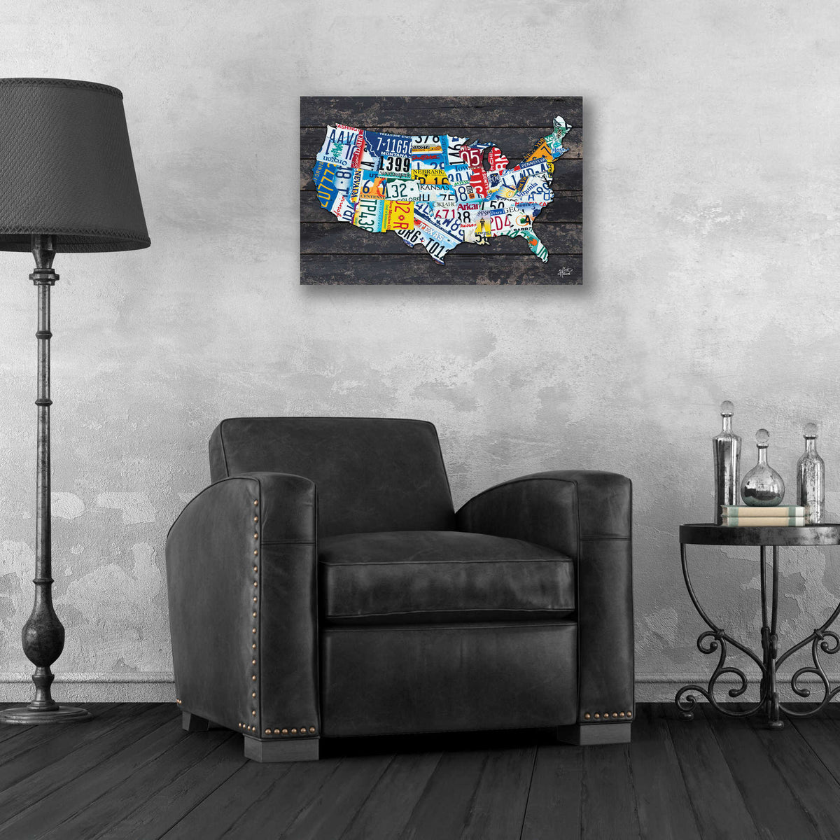Epic Art 'USA License Plate Map' by Britt Hallowell, Acrylic Glass Wall Art,24x16