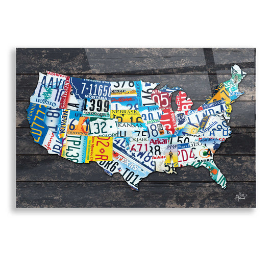 Epic Art 'USA License Plate Map' by Britt Hallowell, Acrylic Glass Wall Art