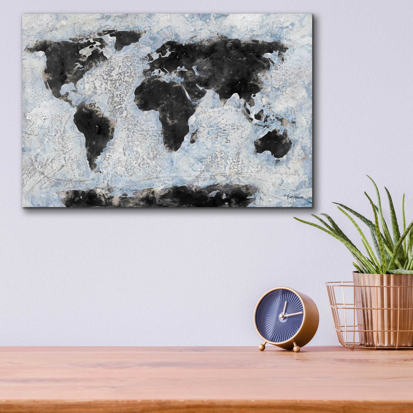 Epic Art 'Old World Map 2' by Britt Hallowell, Acrylic Glass Wall Art,16x12