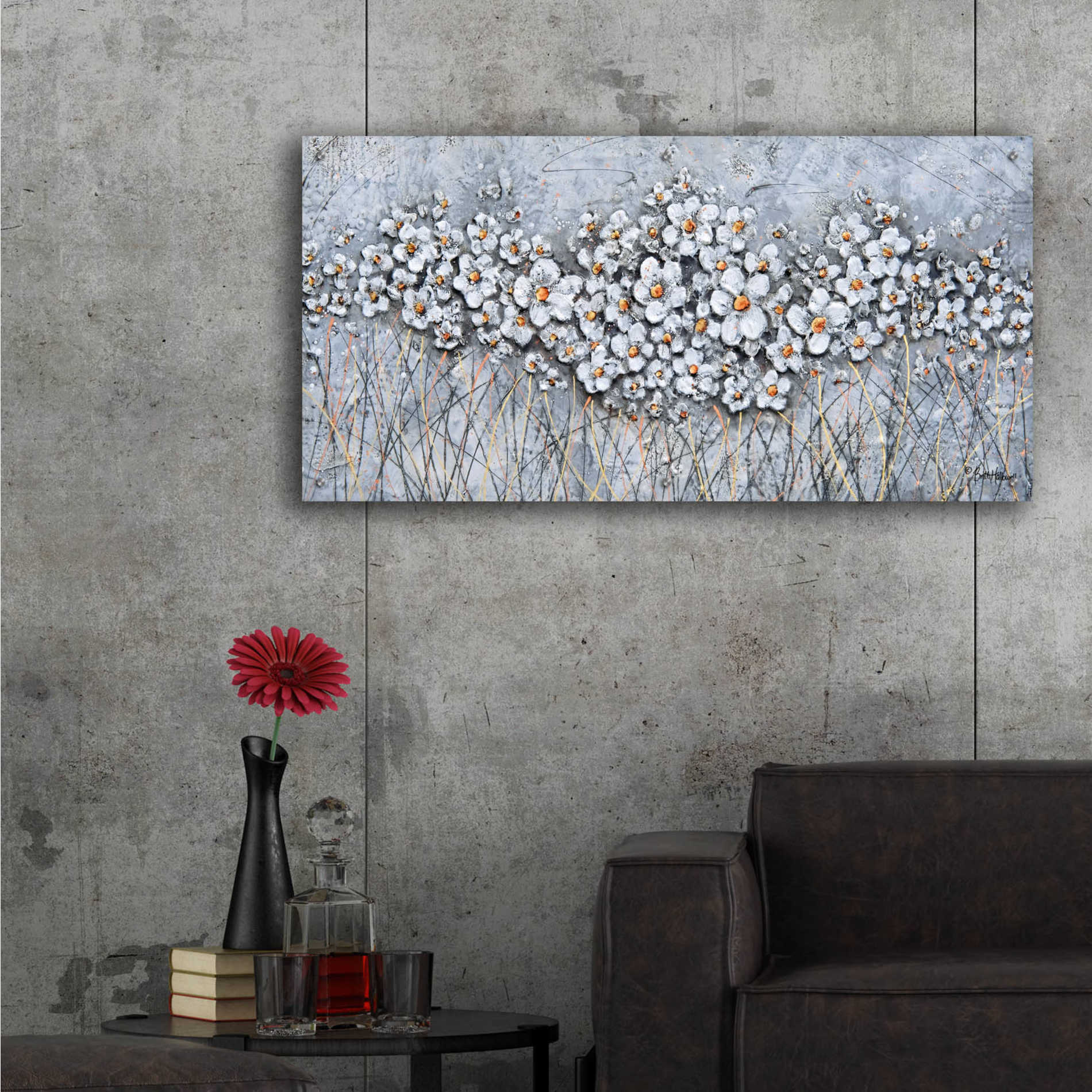 Epic Art 'Fields of Pearls' by Britt Hallowell, Acrylic Glass Wall Art,48x24