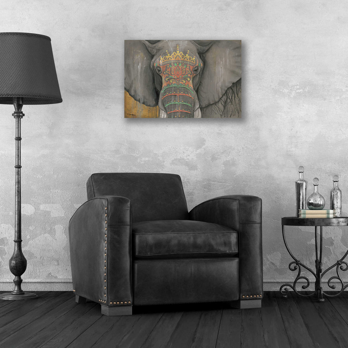 Epic Art 'Tattooed Elephant' by Britt Hallowell, Acrylic Glass Wall Art,24x16