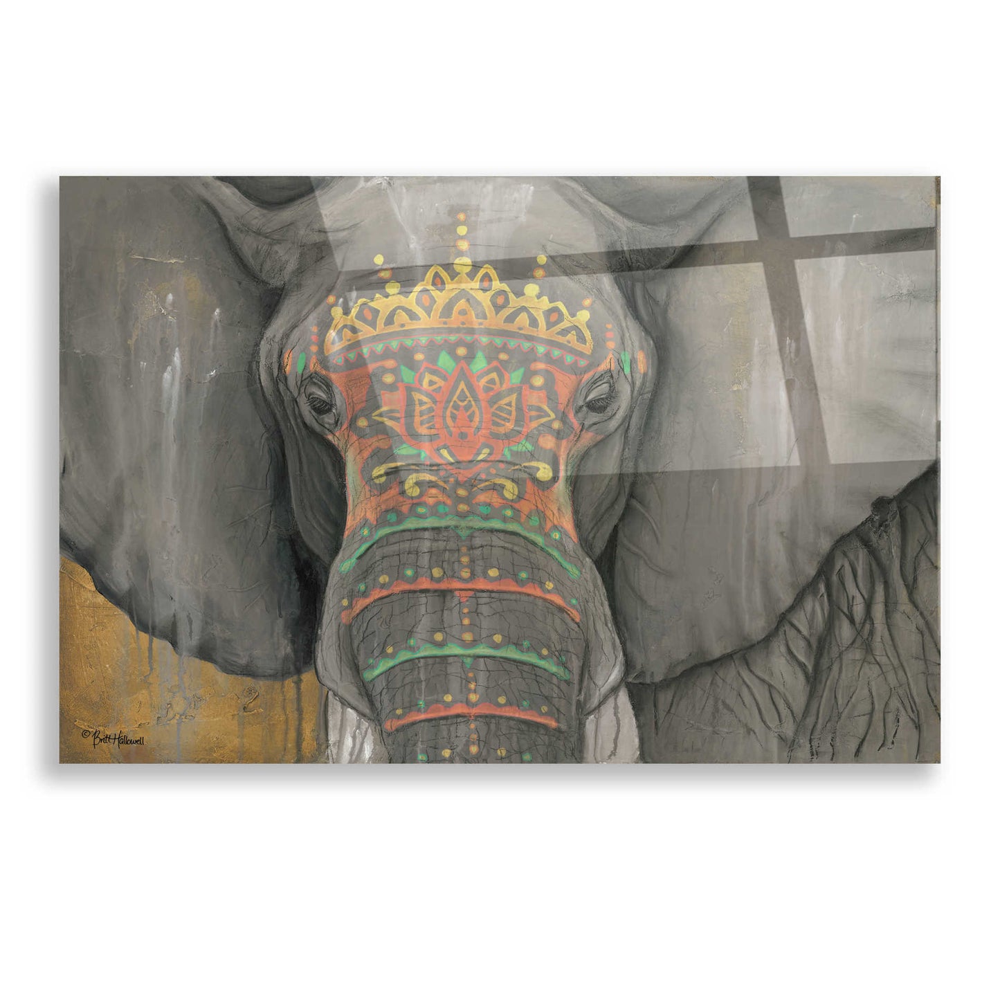 Epic Art 'Tattooed Elephant' by Britt Hallowell, Acrylic Glass Wall Art