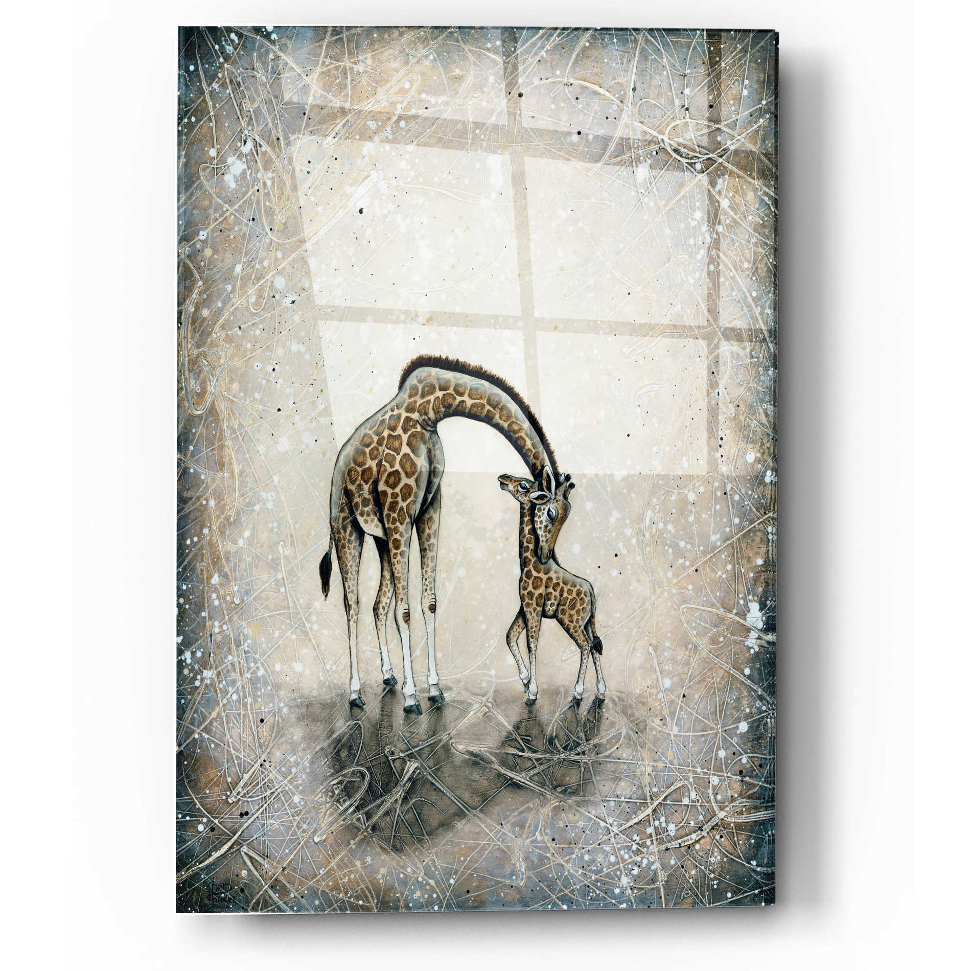 Epic Art 'My Love for You - Giraffes' by Britt Hallowell, Acrylic Glass Wall Art,12x16