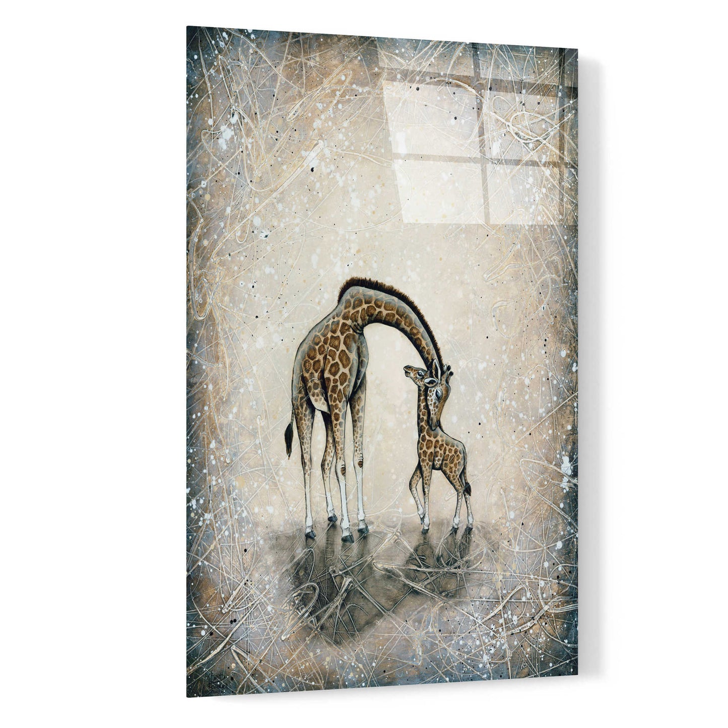 Epic Art 'My Love for You - Giraffes' by Britt Hallowell, Acrylic Glass Wall Art,16x24
