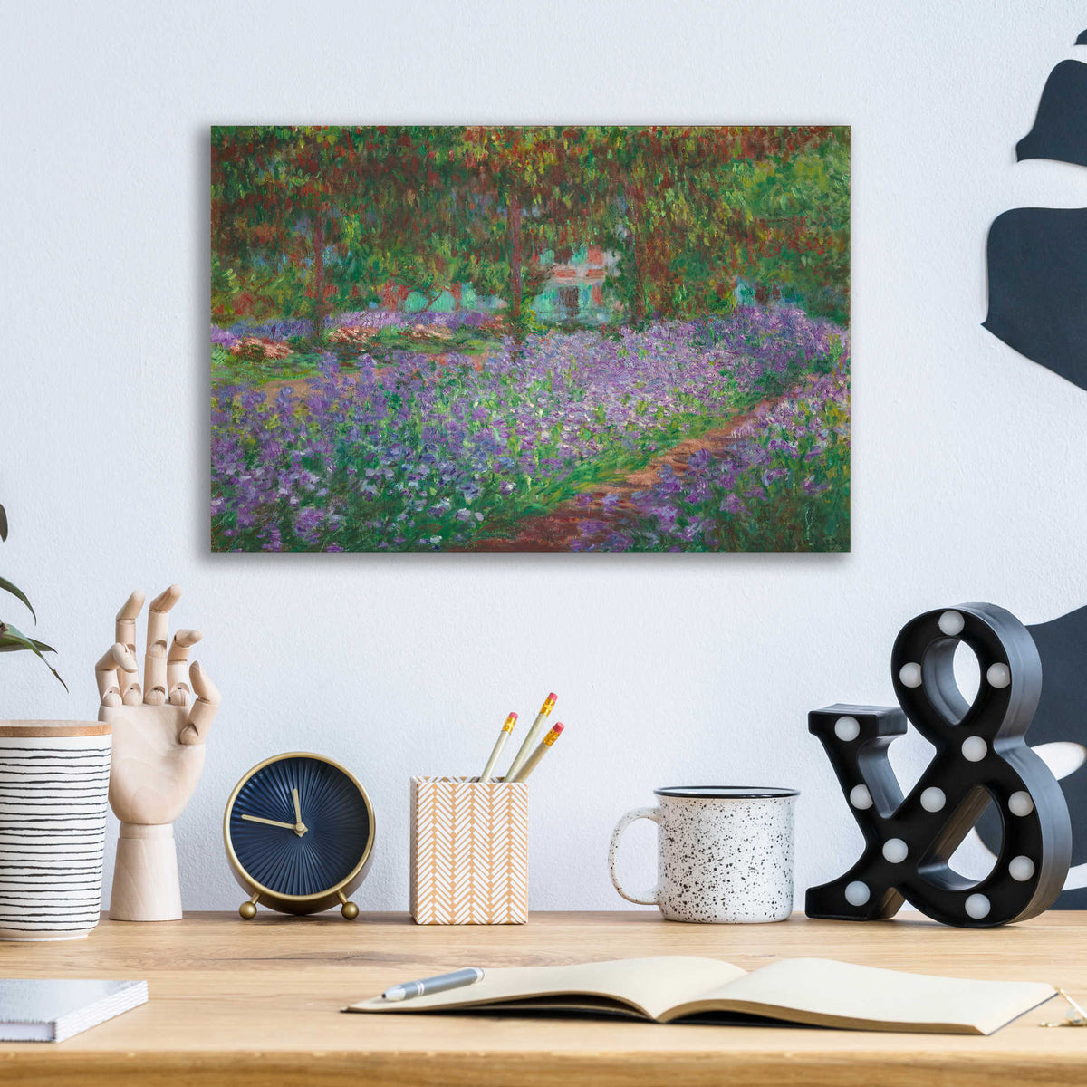 Epic Art 'The Artist's Garden at Giverny' by Claude Monet, Acrylic Glass Wall Art,16x12