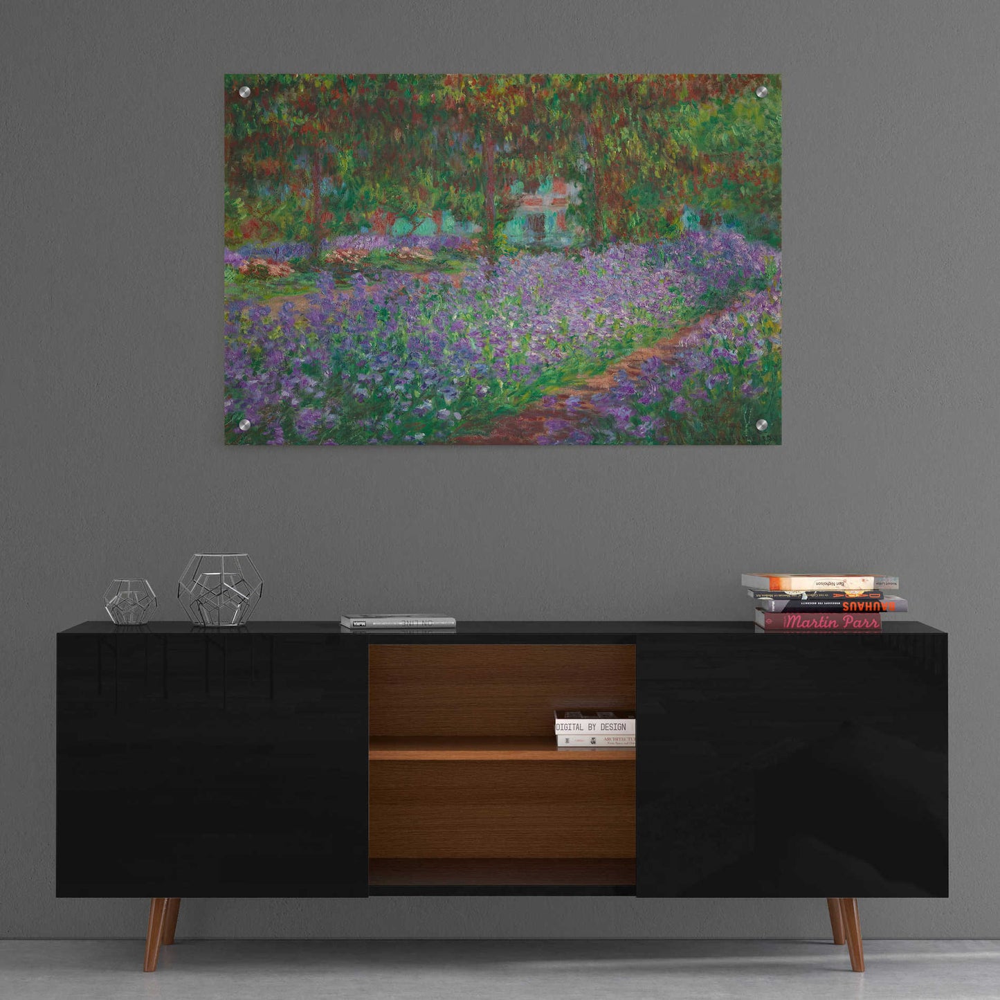 Epic Art 'The Artist's Garden at Giverny' by Claude Monet, Acrylic Glass Wall Art,36x24