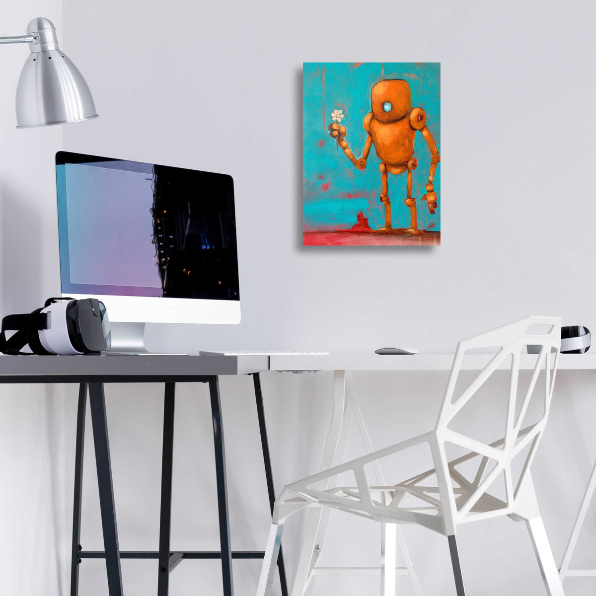 Epic Art 'Bot With Flower' by Craig Snodgrass, Acrylic Glass Wall Art,12x16