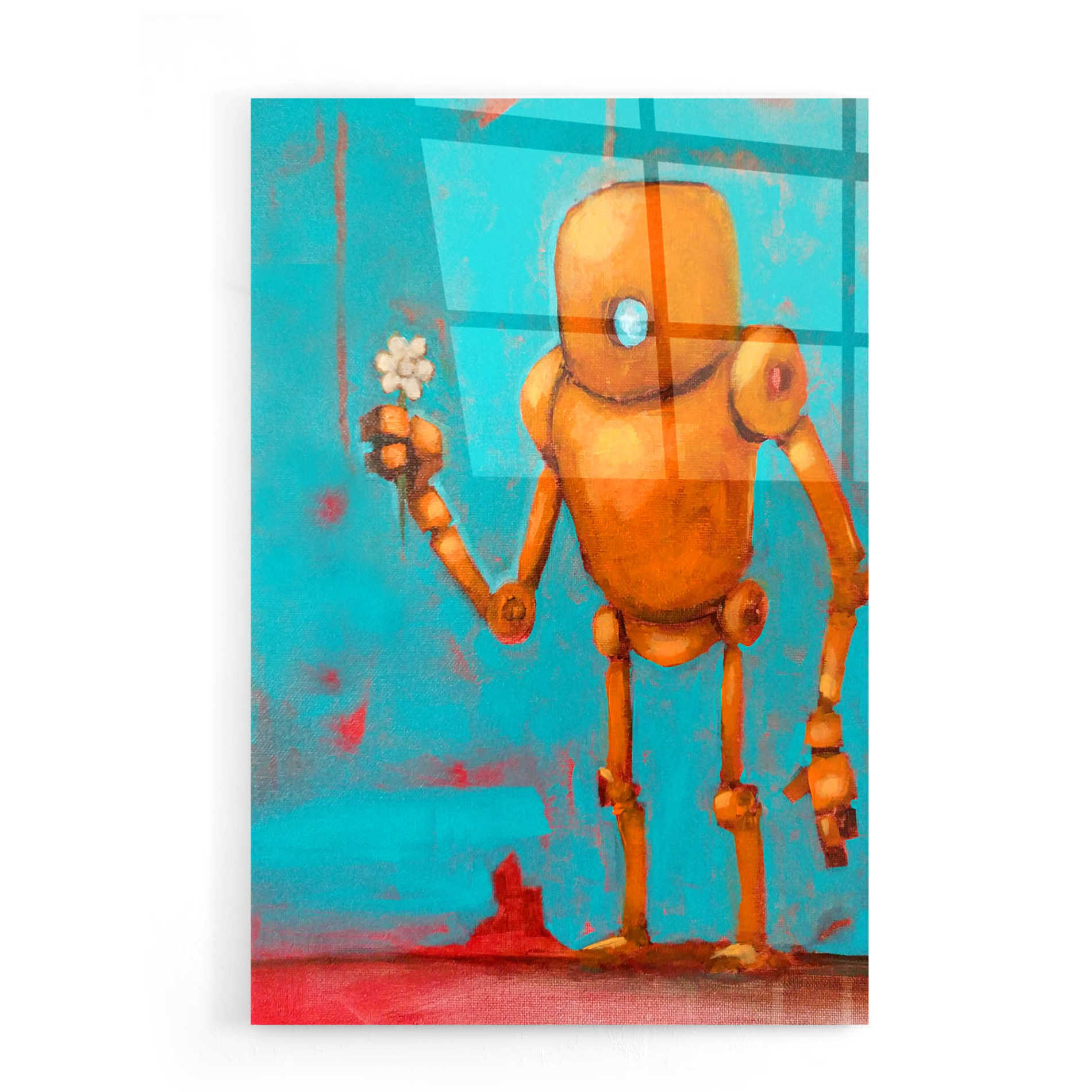 Epic Art 'Bot With Flower' by Craig Snodgrass, Acrylic Glass Wall Art,16x24
