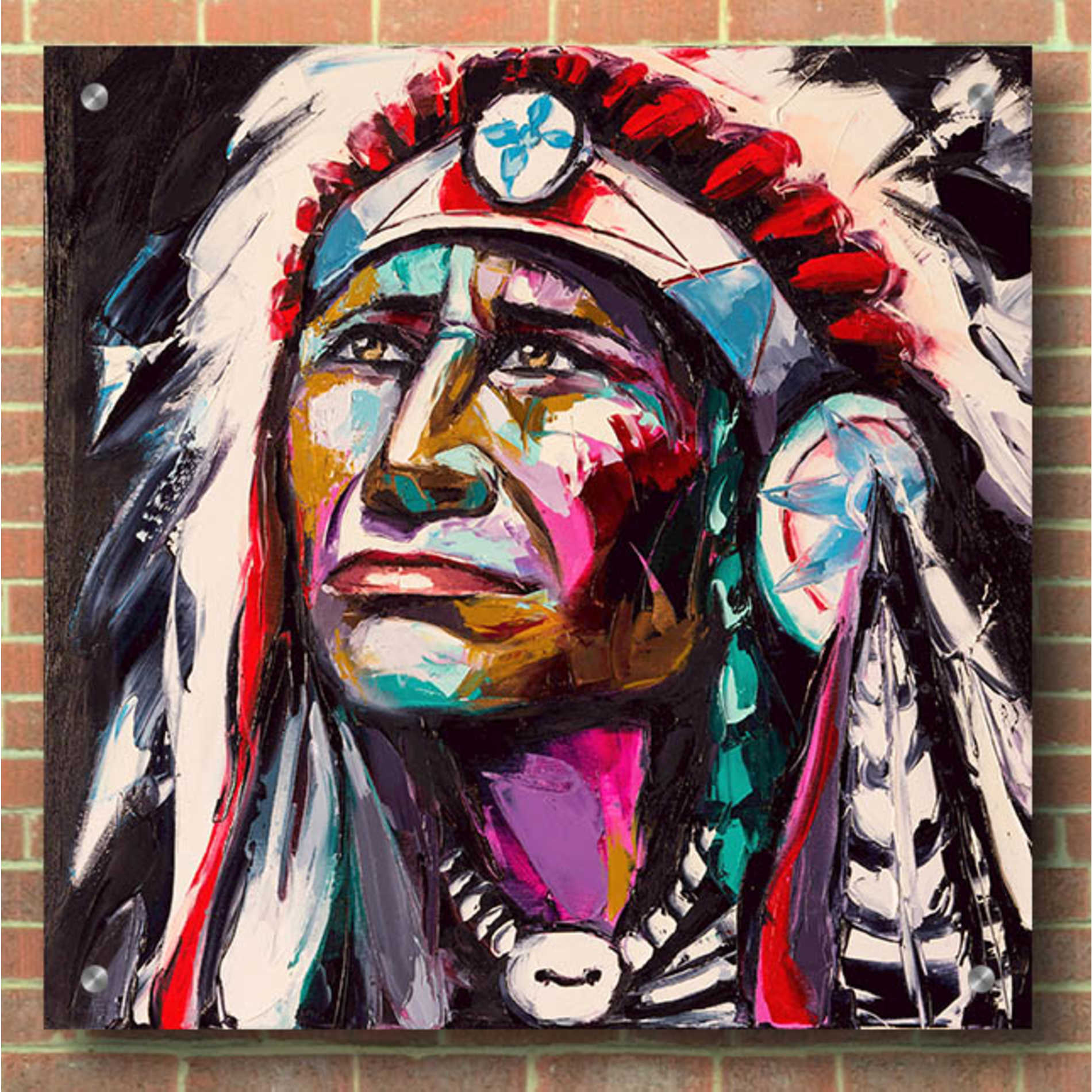 Epic Art 'Brave Hawk,' Acrylic Glass Wall Art,36x36