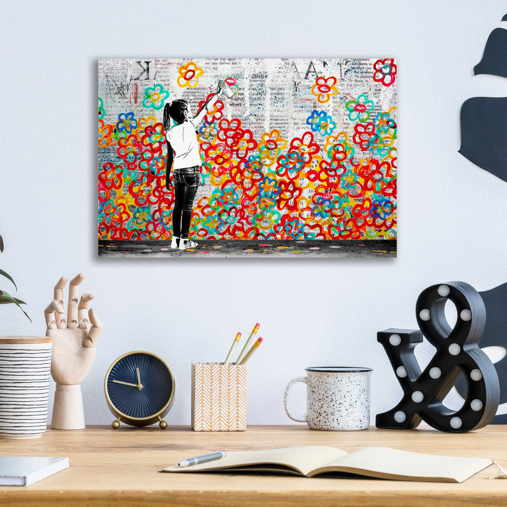 Epic Art 'FLOWER POWER' by DB Waterman, Acrylic Glass Wall Art,16x12