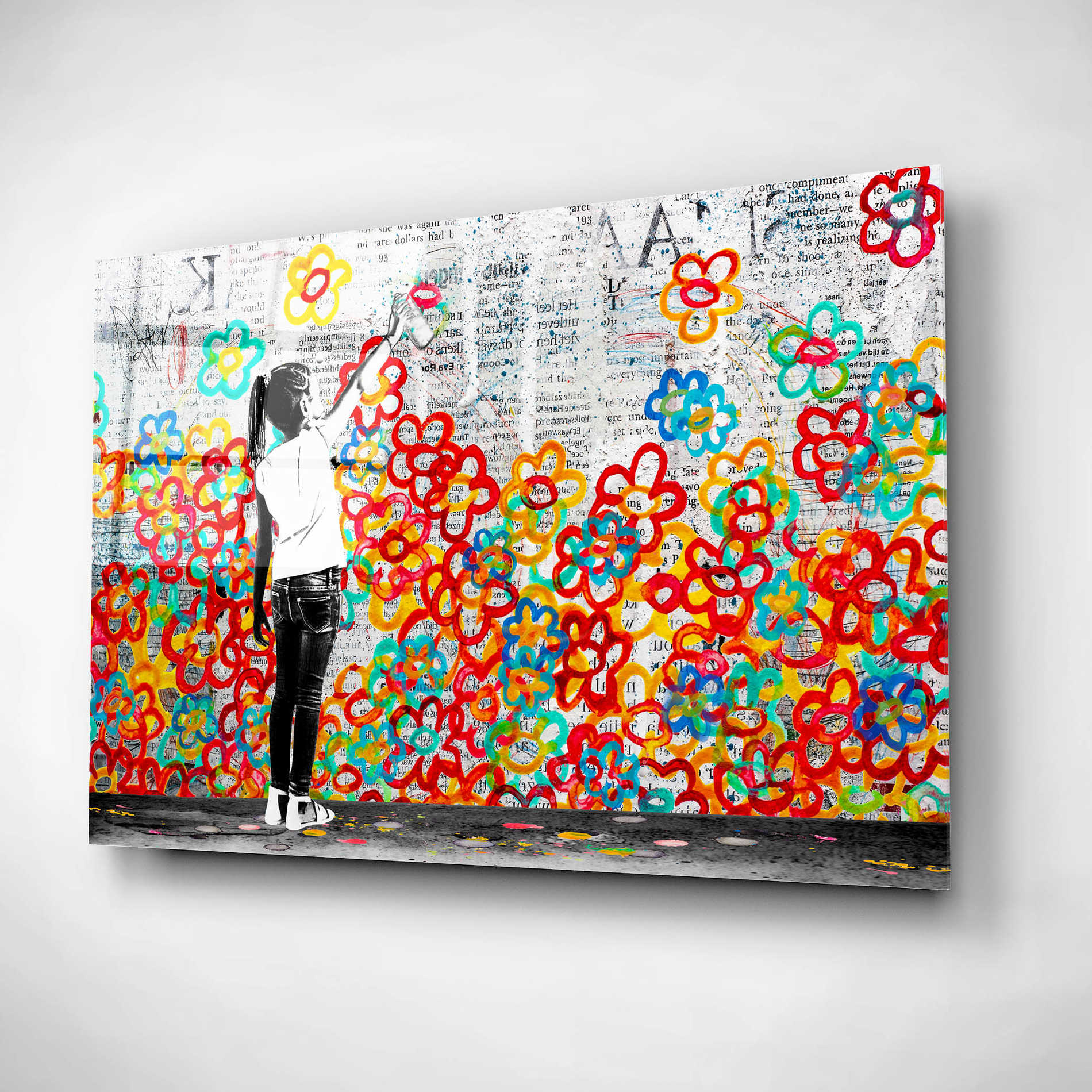 Epic Art 'FLOWER POWER' by DB Waterman, Acrylic Glass Wall Art,24x16