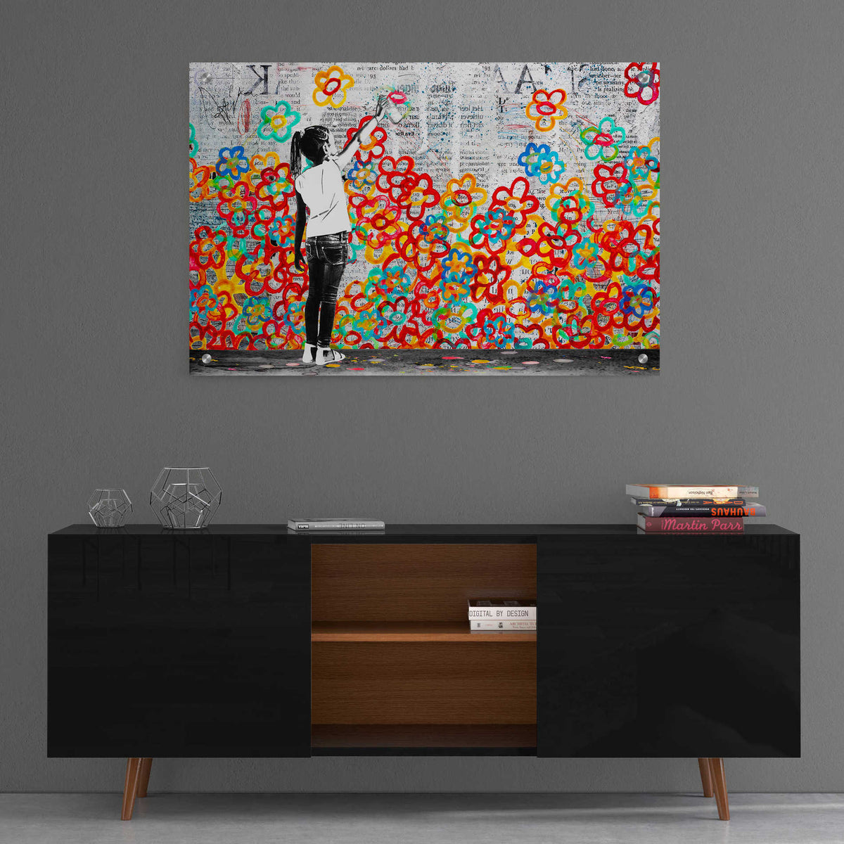 Epic Art 'FLOWER POWER' by DB Waterman, Acrylic Glass Wall Art,36x24