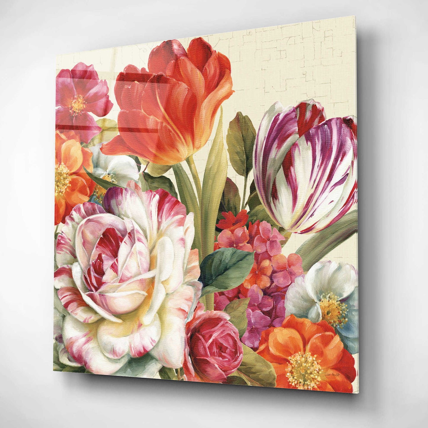 Epic Art 'Garden View Tossed-Florals' by Lisa Audit, Acrylic Glass Wall Art,12x12